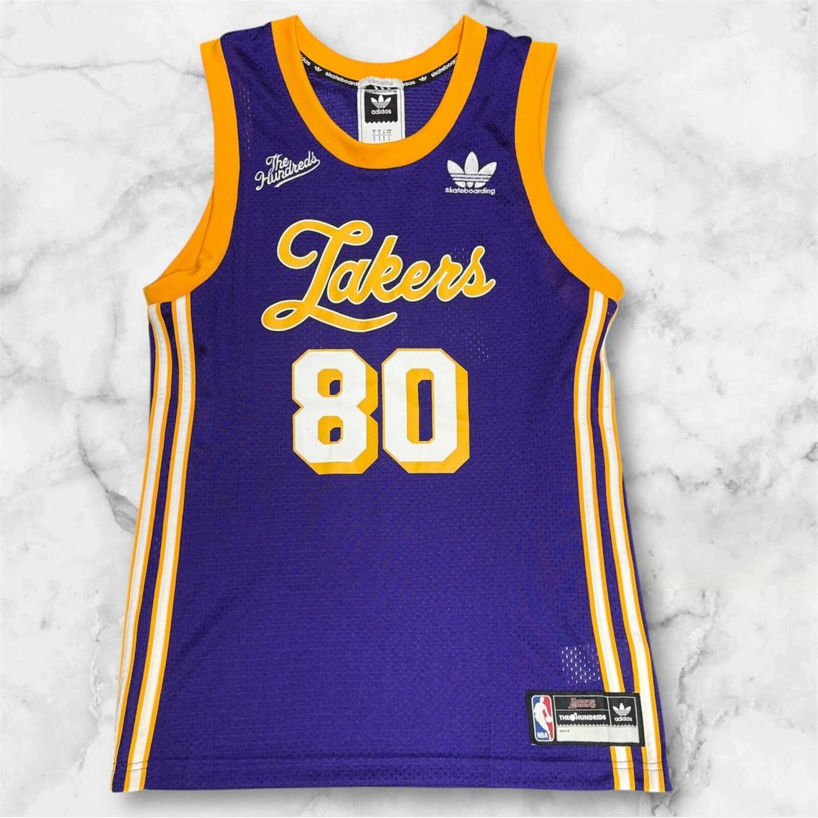 ADIDAS Skateboards X THE HUNDREDS X LA LAKERS NBA JERSEY No.80 Men’s Small
