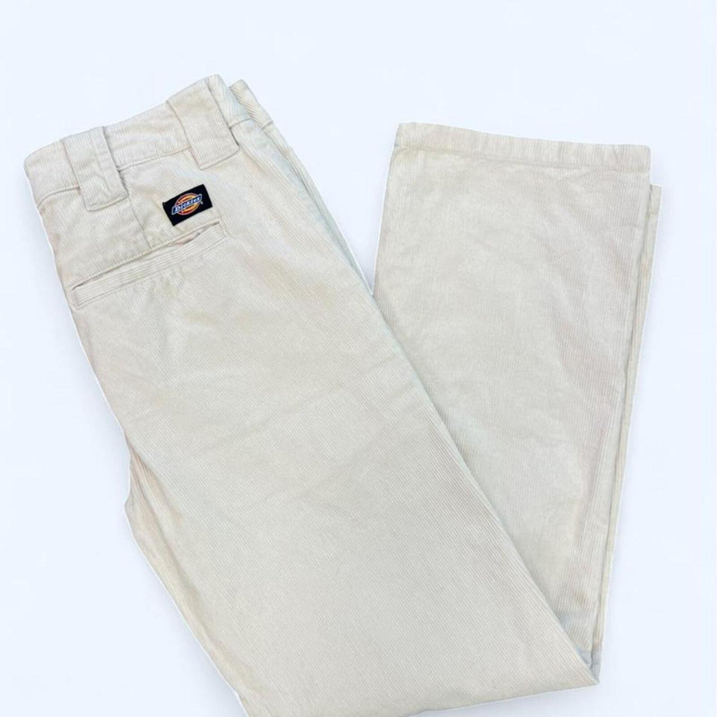 Dickies Men's Cream & White Corduroy Straight Leg 824 Trouser Pants Size 28