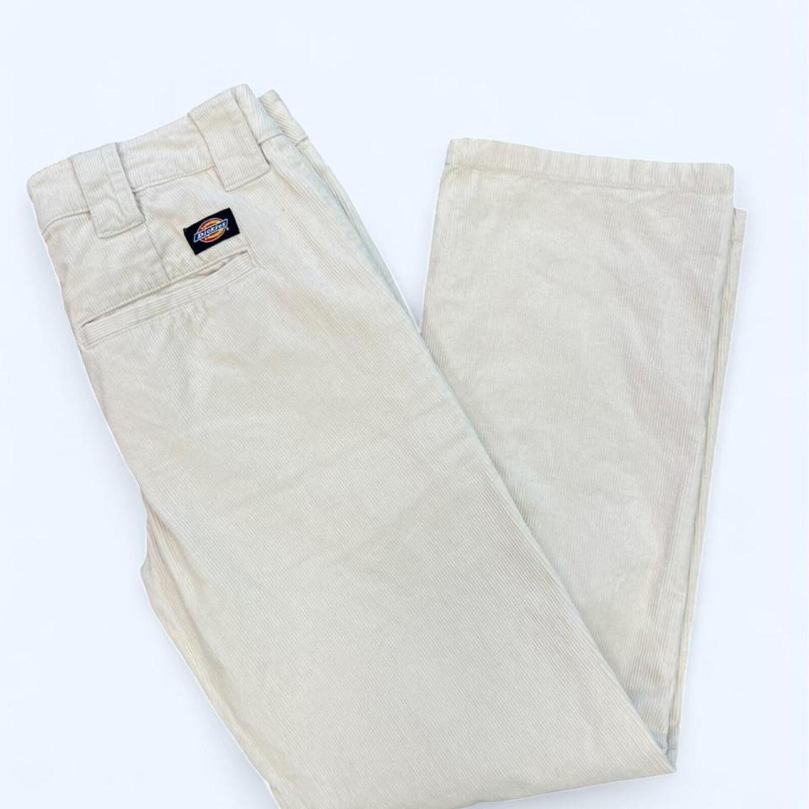 Dickies Men's Cream & White Corduroy Straight Leg 824 Trouser Pants Size 28