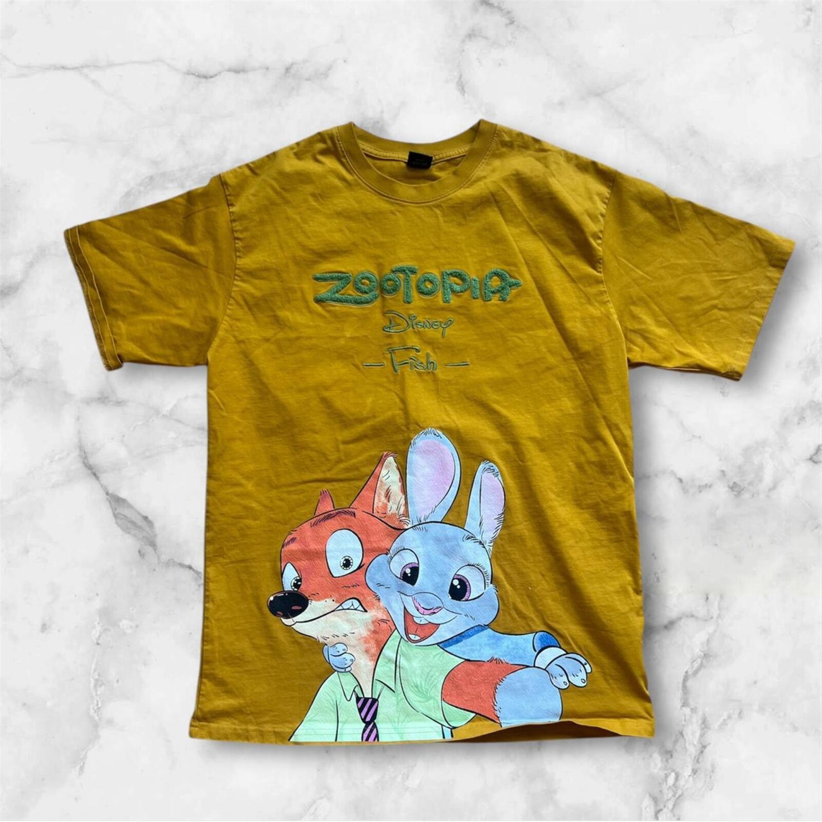 Better Joelay Disney Zootopia Yellow AOP Graphic T-Shirt of Judy & Nick - Size XL
