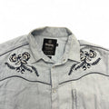 Vintage Ringers Western Light Baby Blue Embroidered Floral Pearl Snap Shirt XL