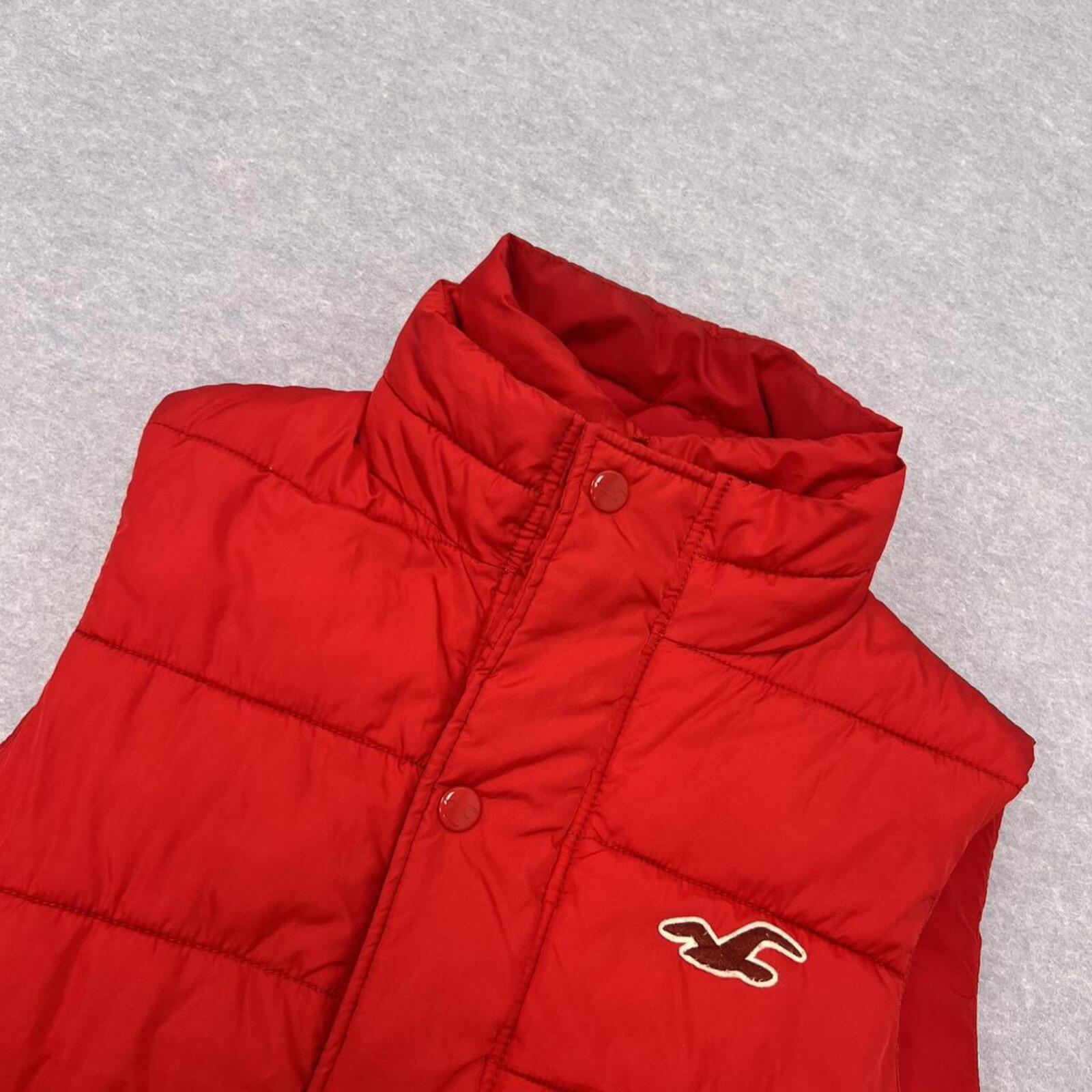Vintage Hollister Surf Men’s Red Button Up Puffer Vest Preppy / Y2K Large