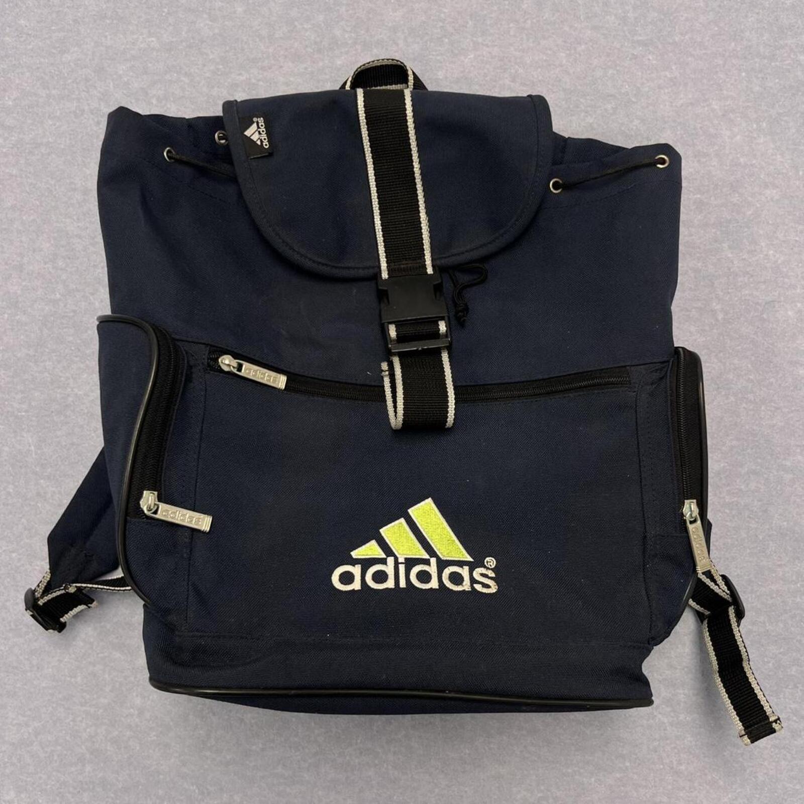 Vintage 90s Adidas Originals West Germany Navy Embroidered Skater Backpack Bag