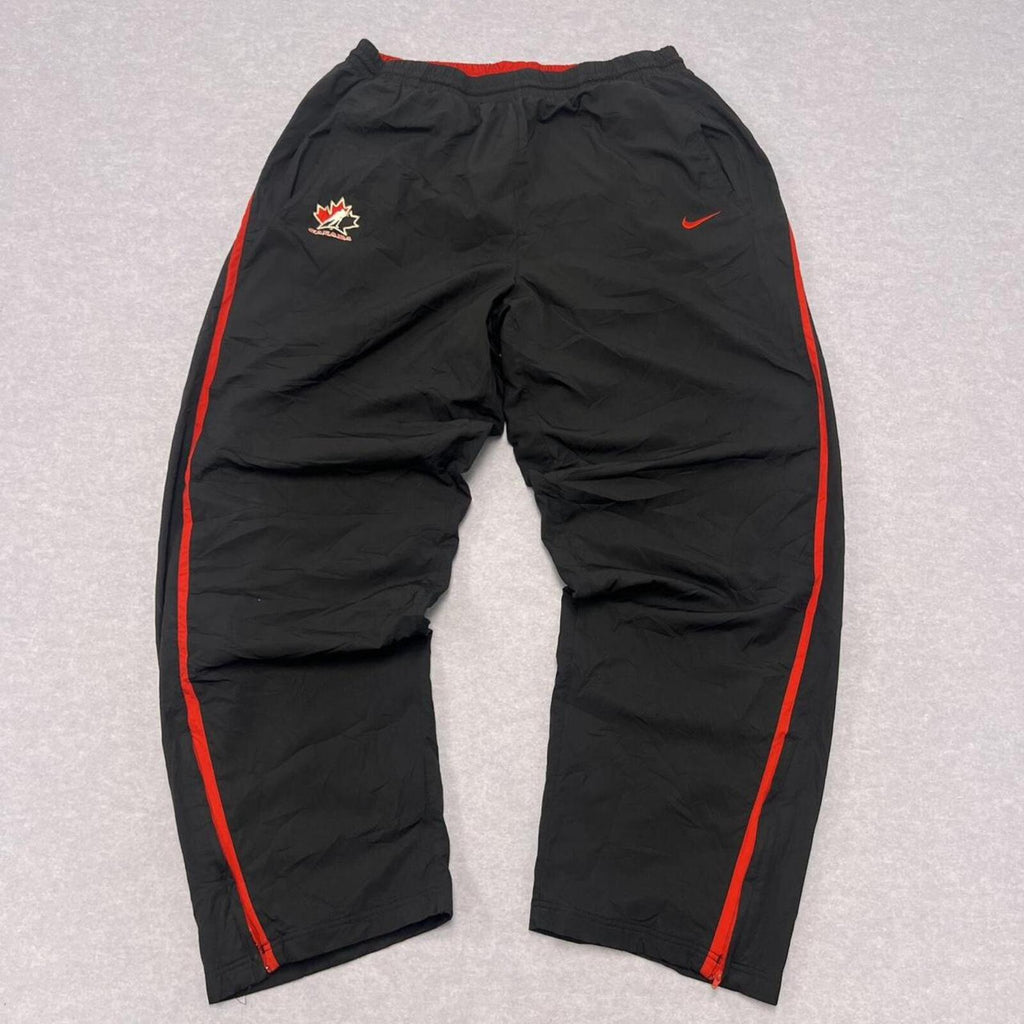 Vintage Nike Team Canada NHL Hockey FitStorm Baggy Track Pants Black & Red XL