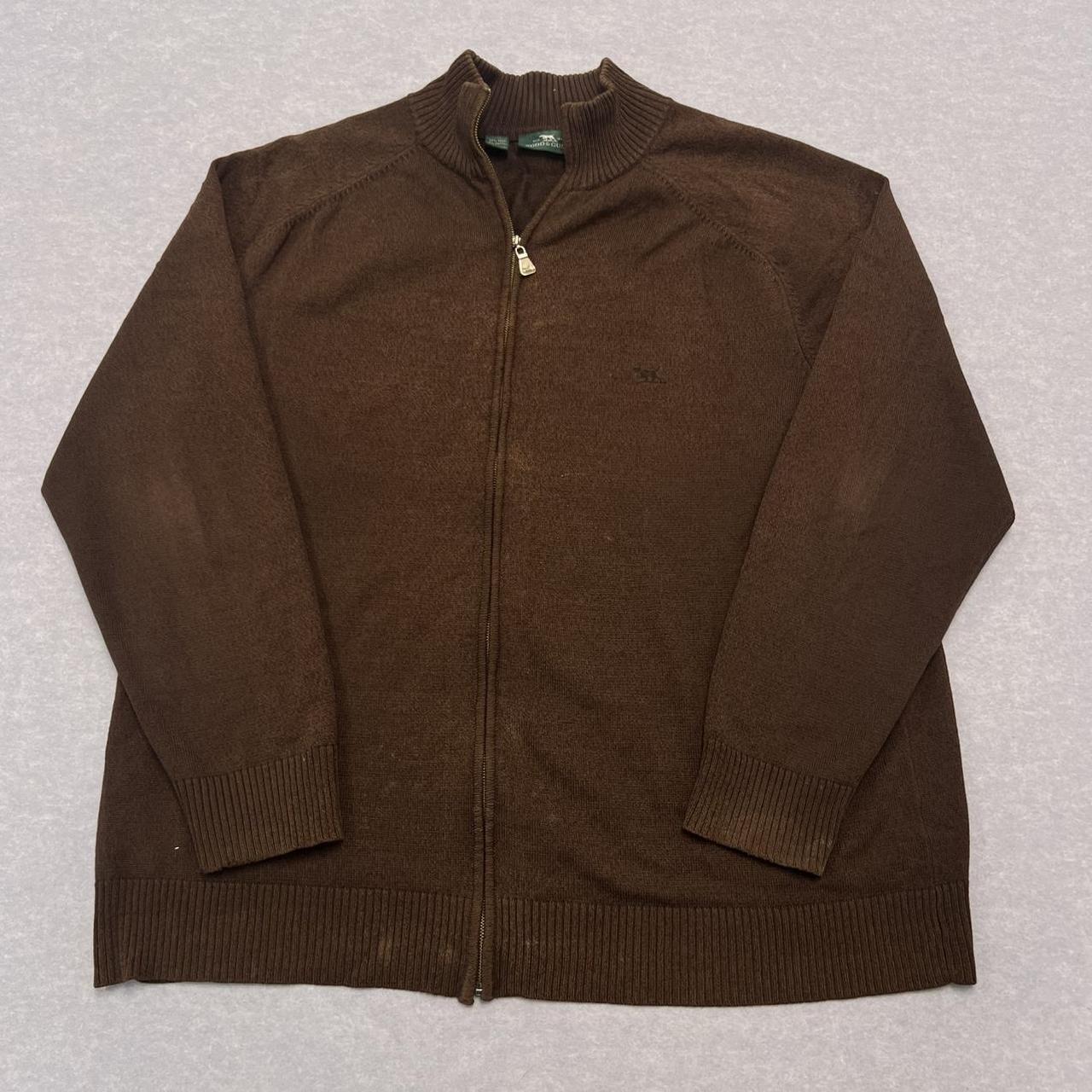 Vintage Rodd & Gunn Brown Wool Blend Full Zip Knit Jumper Men’s Large