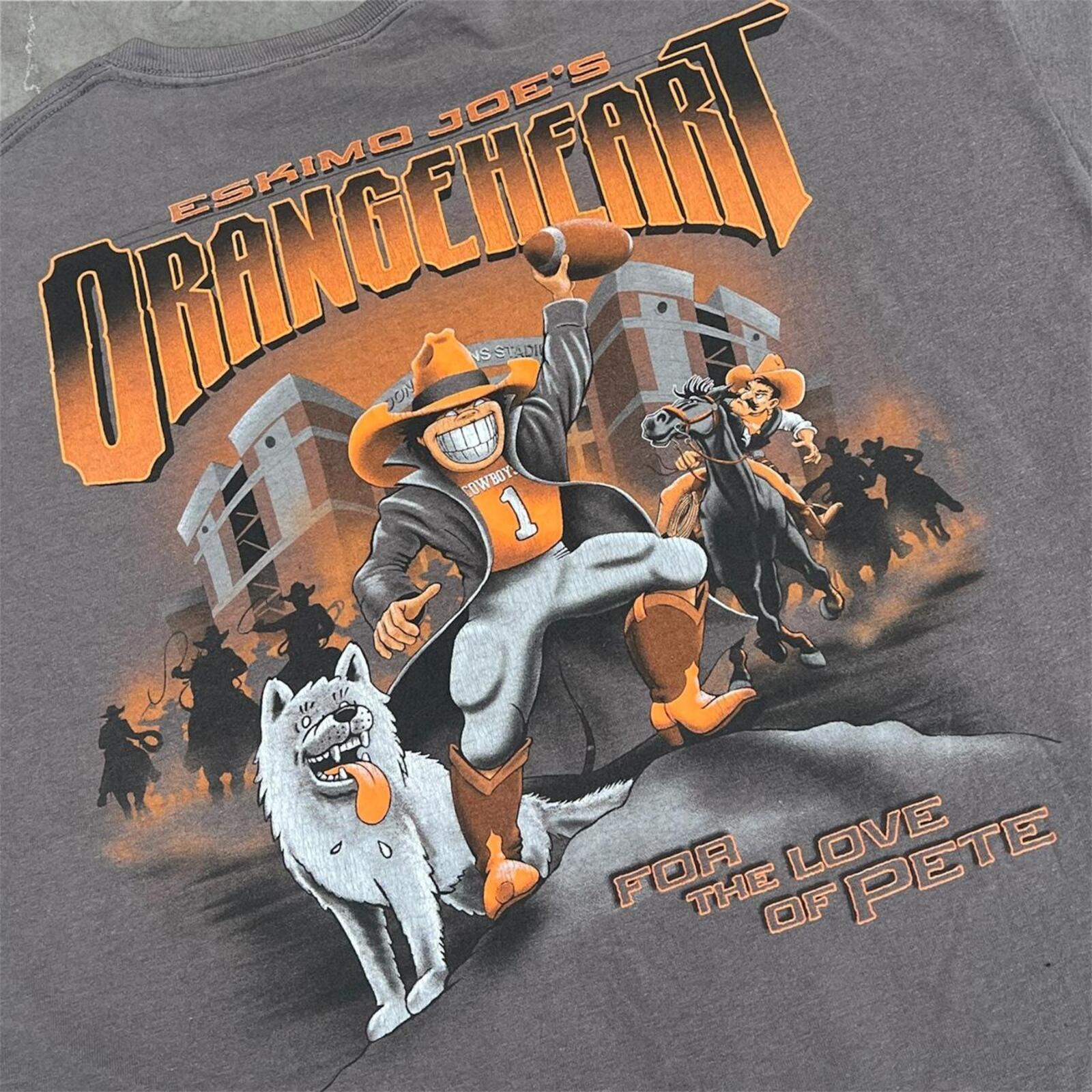 Vintage Eskimo Joe's Orange Heart Cowboy's For the Love of Pete T-Shirt Men's Large