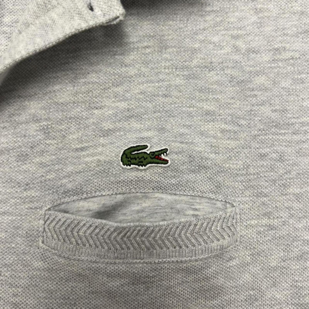 Vintage 1990’s Lacoste Grey & Navy Tipped Preppy Pocket Polo Men’s Slim 6 (XL)