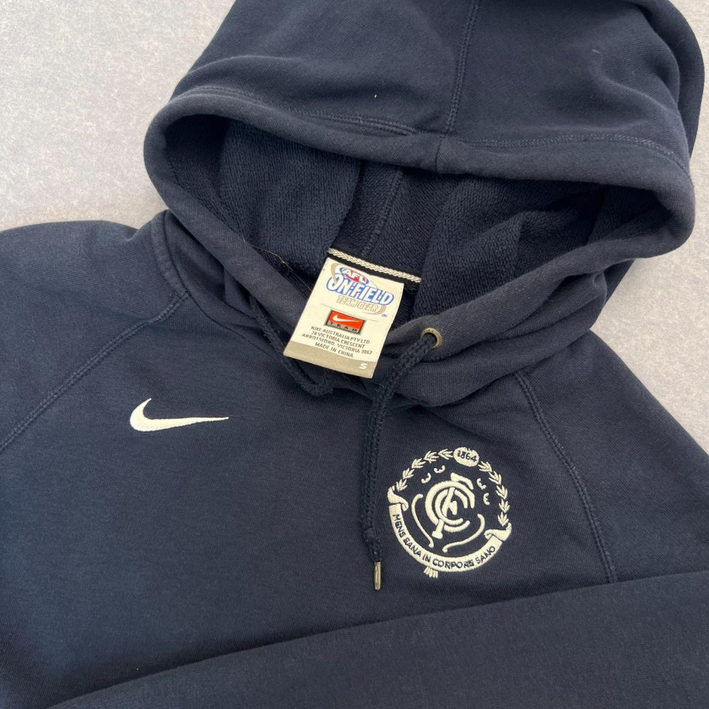 Vintage Nike AFL Carlton Blues Team Snood Hoodie Navy Blue Men's Small