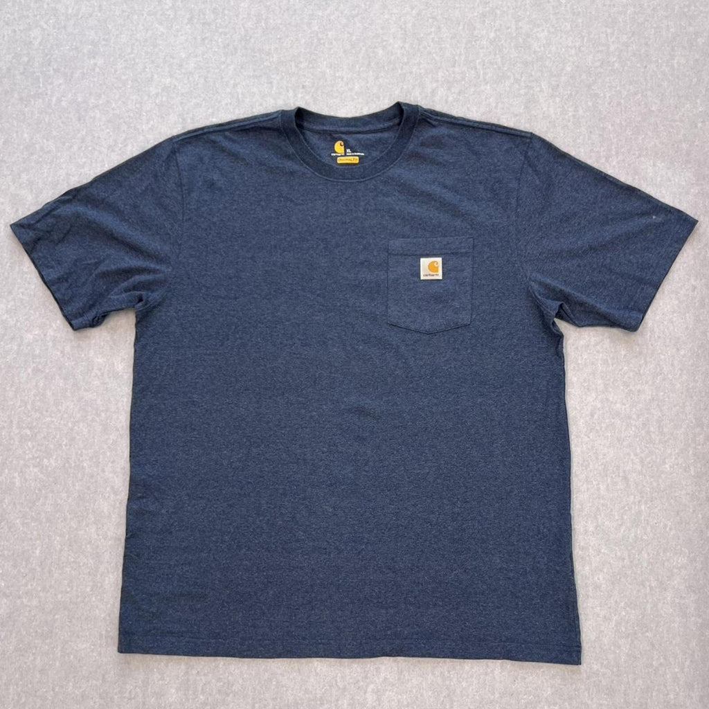 Vintage Carhartt Men’s Navy Blue Heather Pocket Casual T-Shirt Oversized XL