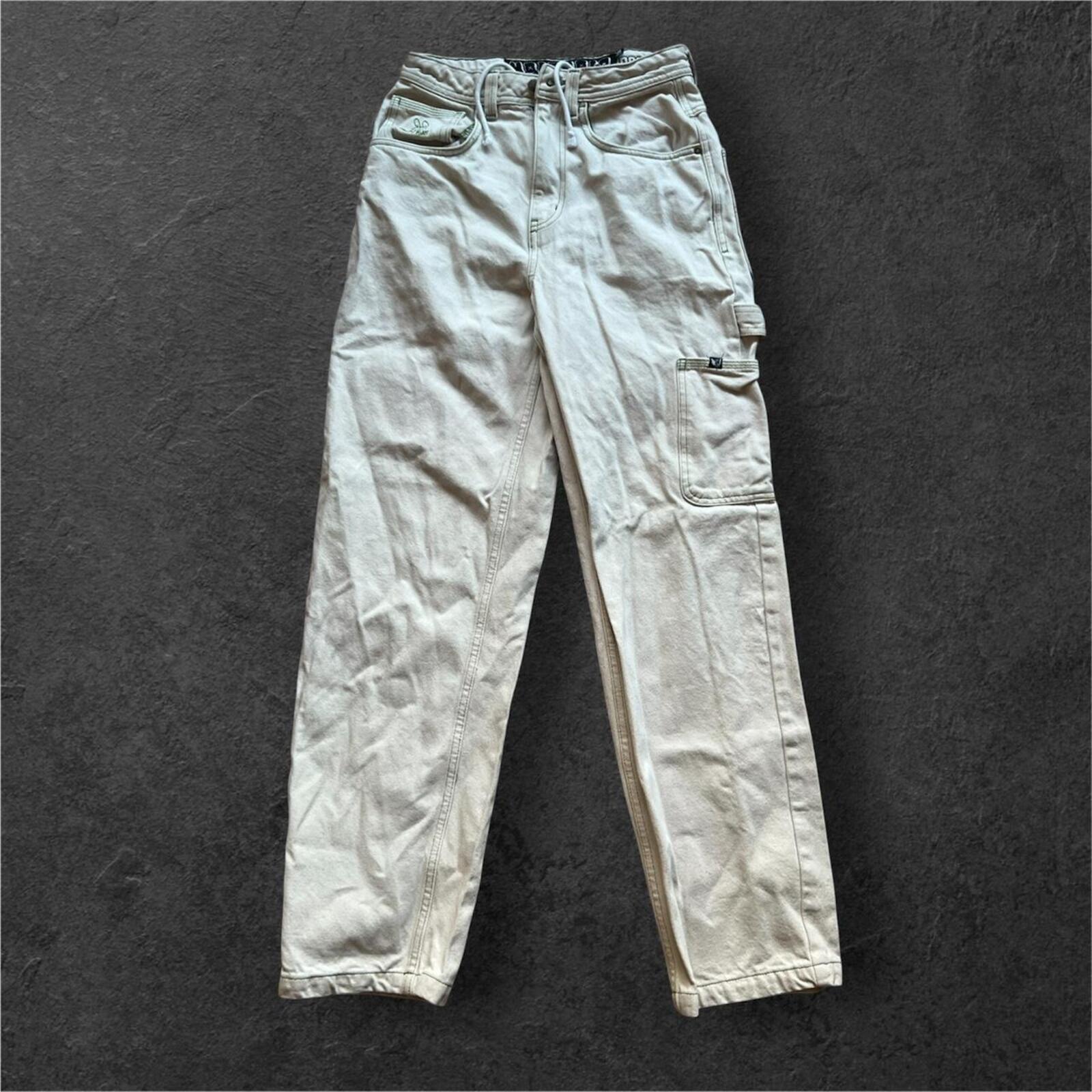 Half Half Beige Skater Streetwear Carpenter Baggy Cargo Pants Men’s 26”