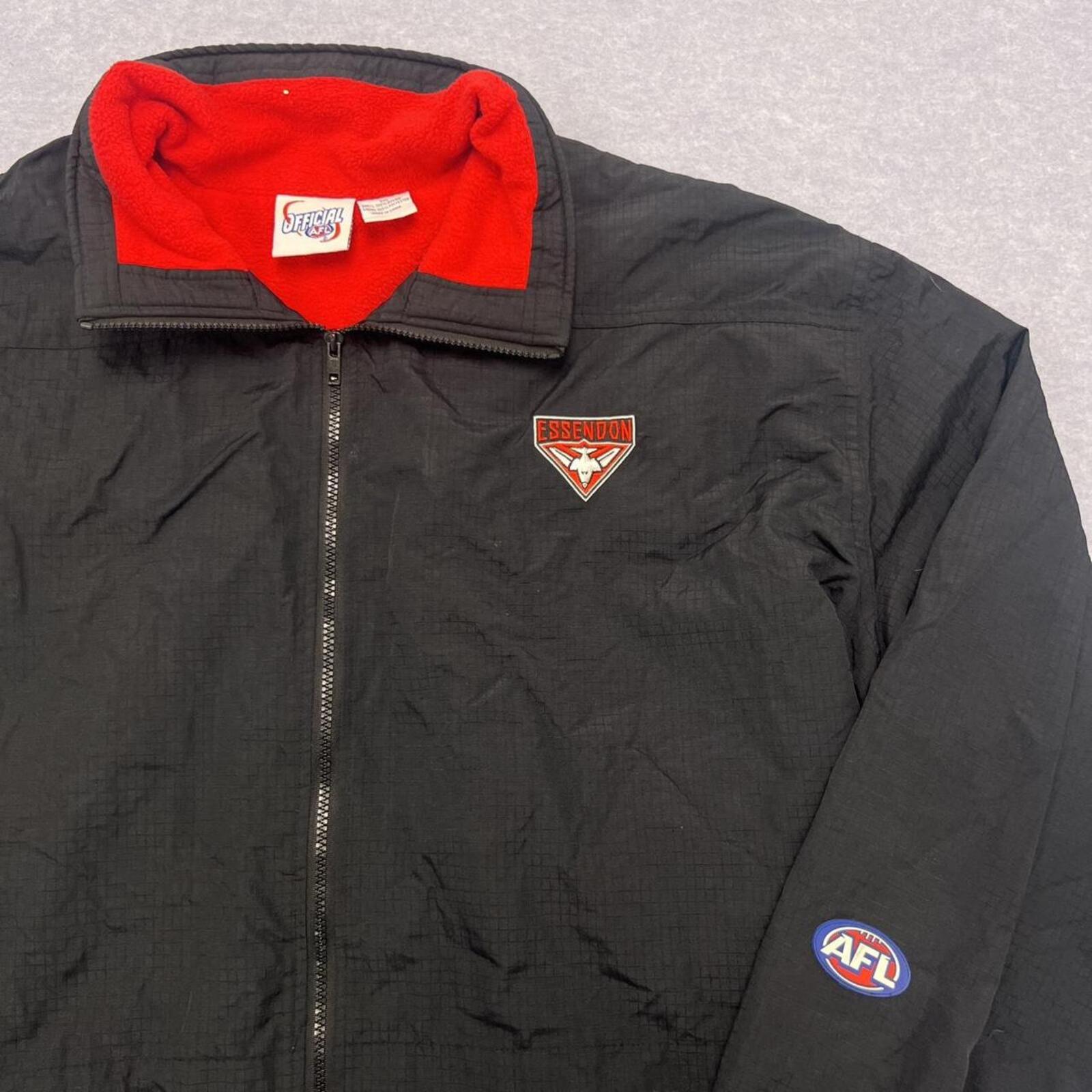 Vintage Essendon FC AFL Heatly Black L Fleece Lined Heavyweight Jacket Men's XXL