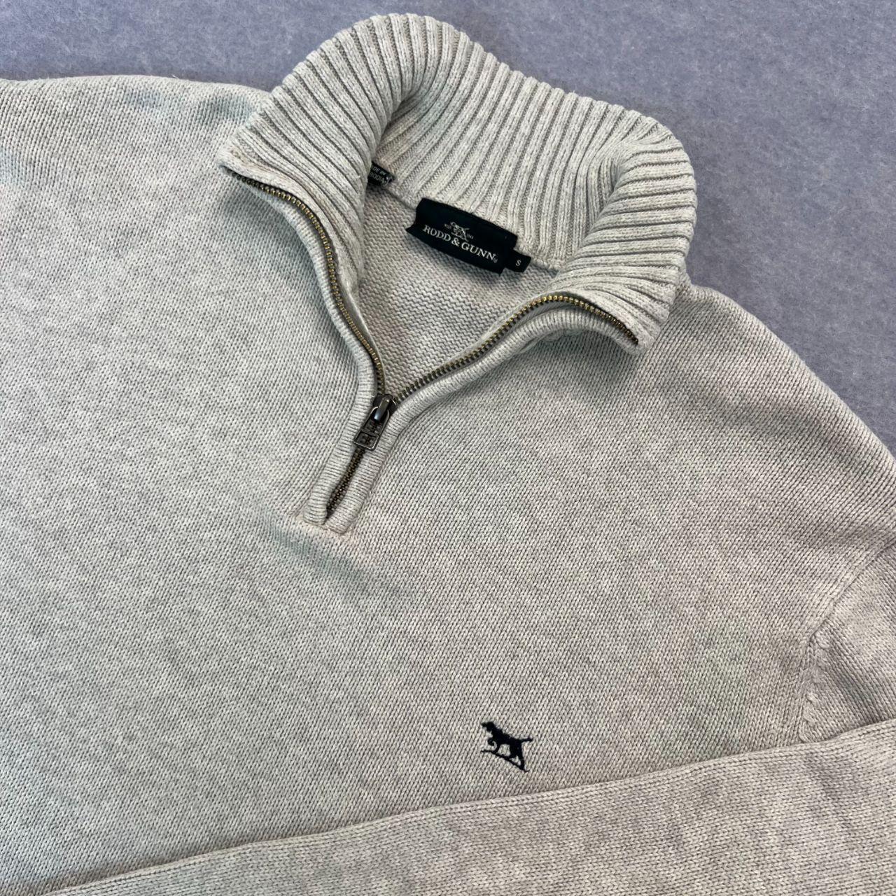 Rodd & Gunn Light Grey Marl 1/4 Zip Knit Sweater Men's Oversized Preppy Small