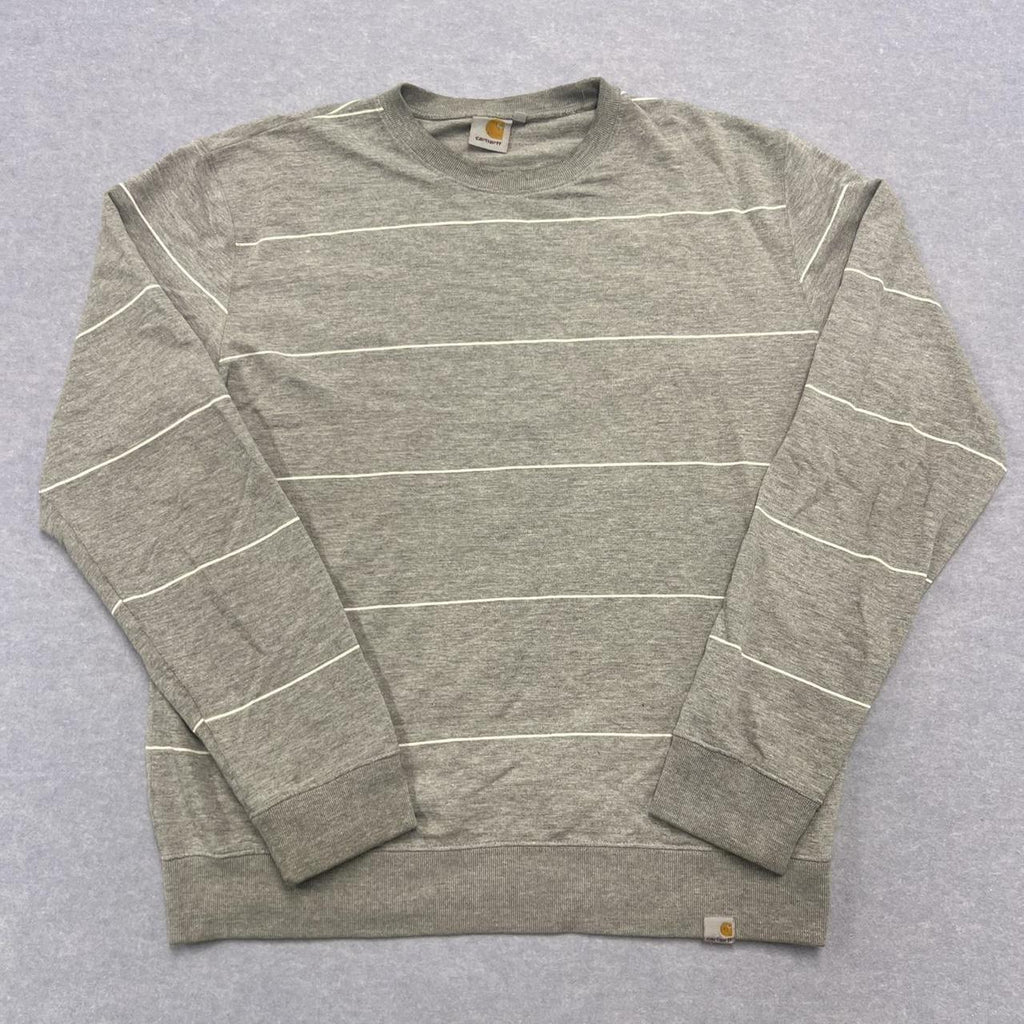 Vintage Carhartt Mellow Wire Stripe Grey & White Sweatshirt Streetwear Large