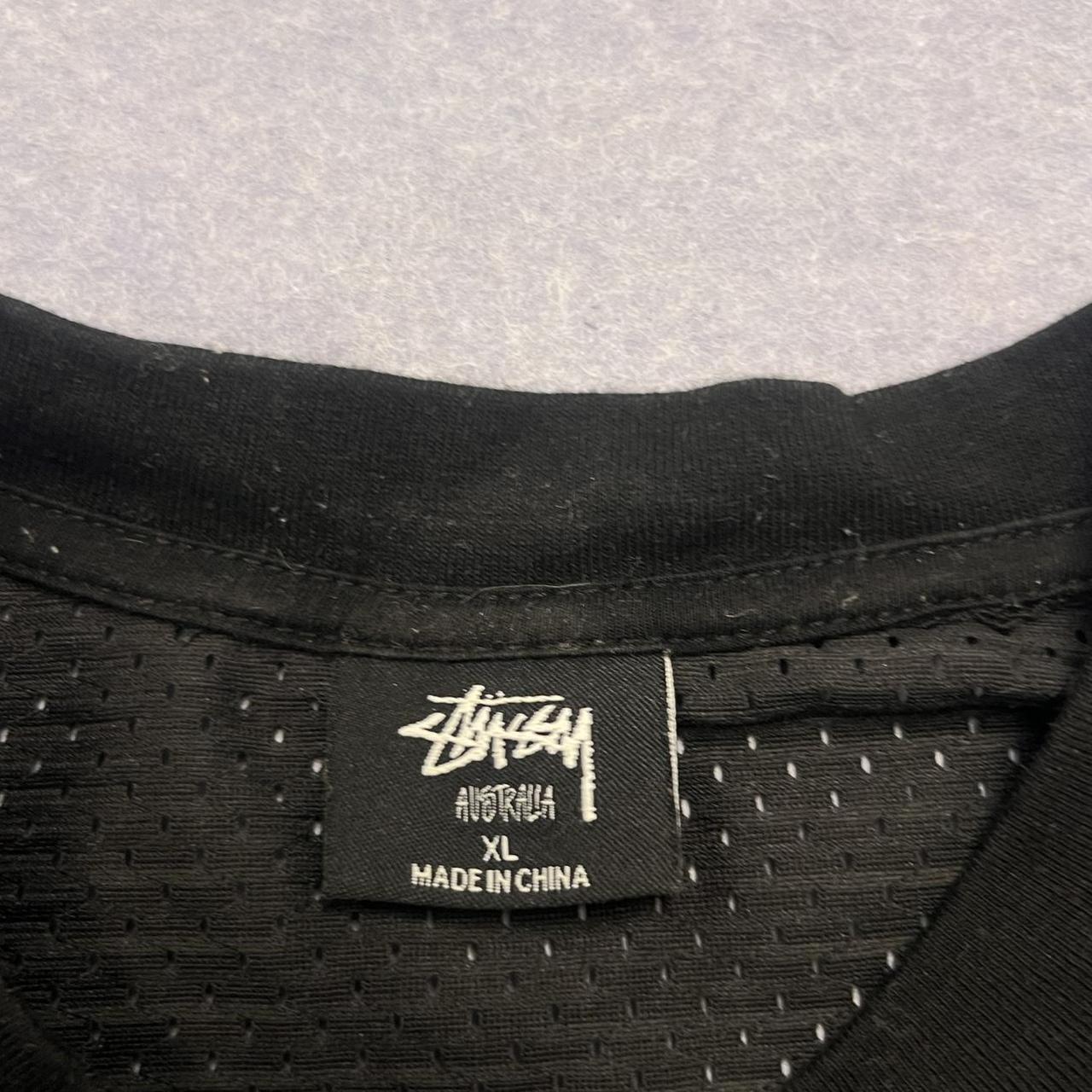 Vintage Stussy International Mesh Graphic NFL Sports Jersey T-Shirt Black XL