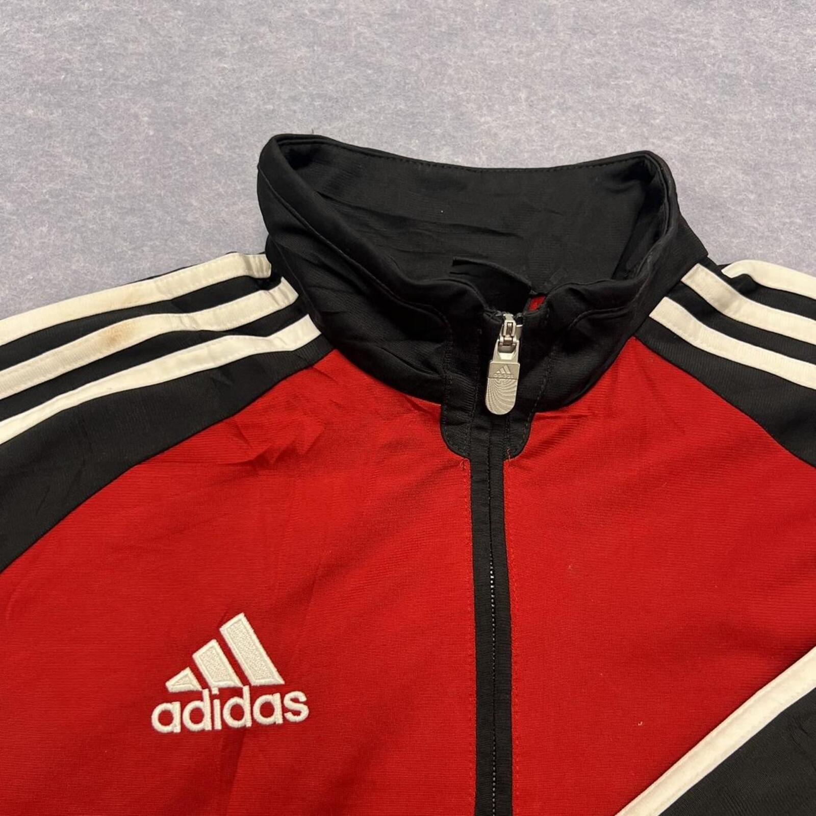 Vintage Adidas Red & Black Full Zip Retro Track Jacket Y2K Mens Small