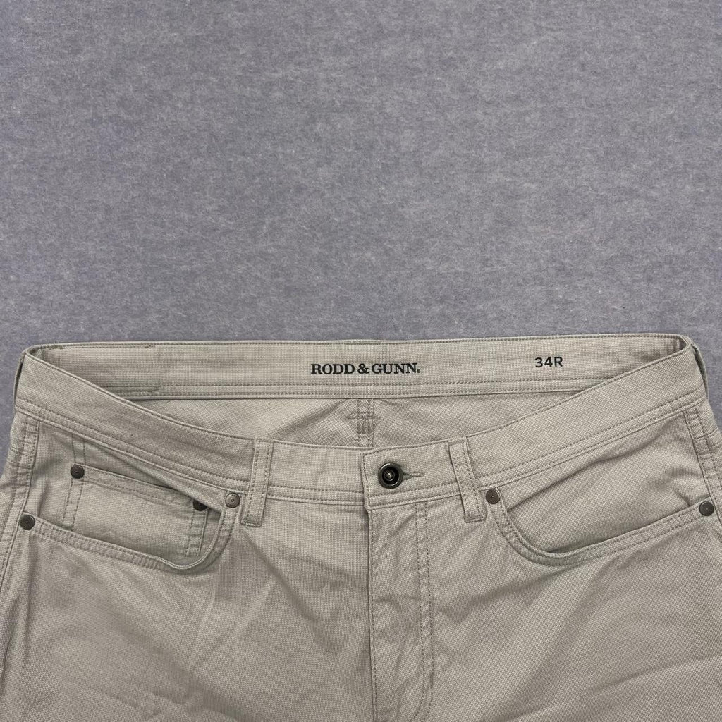 Vintage Rodd & Gunn Grey Marl Men’s Chino Trousers Preppy Straight 34R W34 L32
