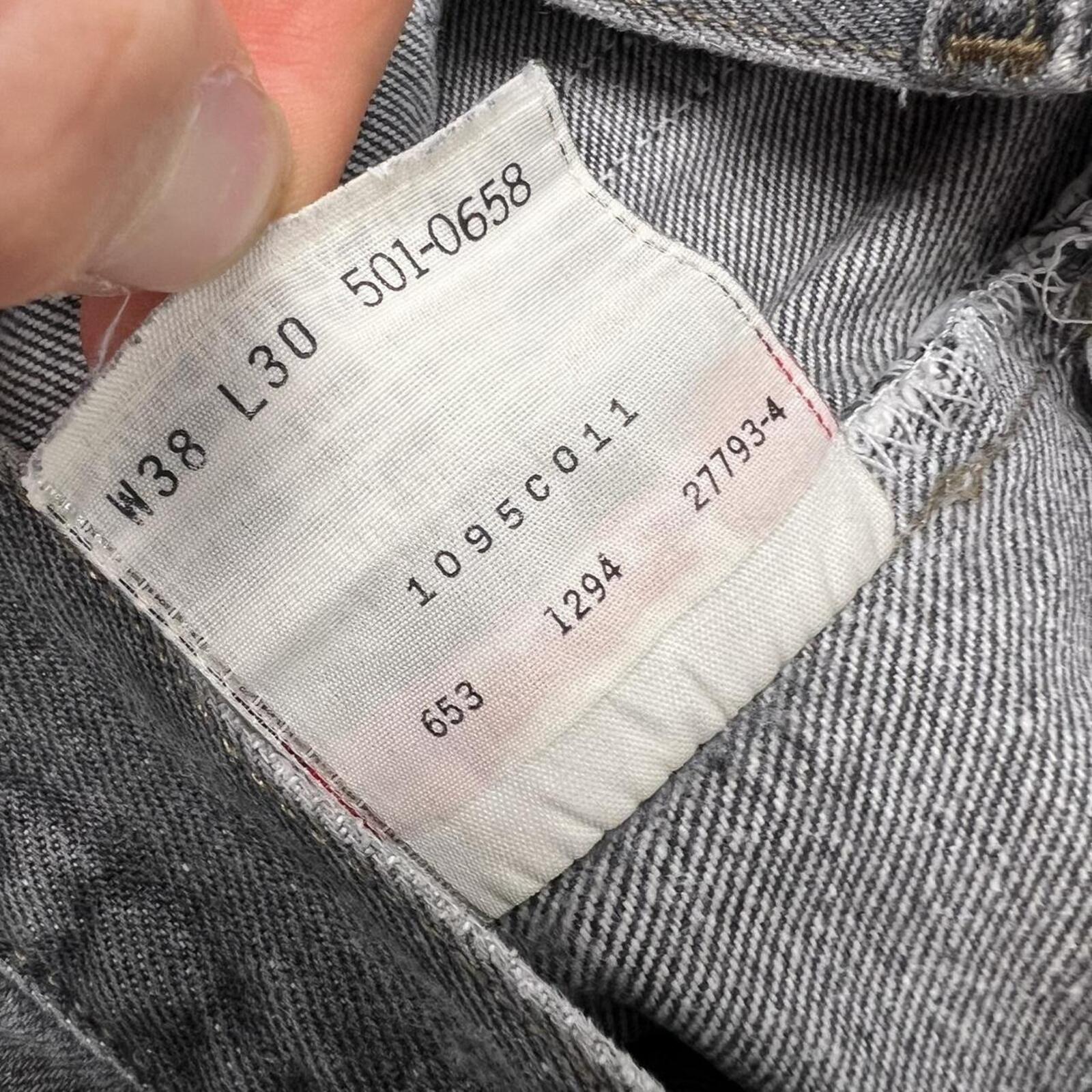 Vintage 1994 Levi’s 501 Grey Denim Jeans Made In USA Faded Distressed W38 L30