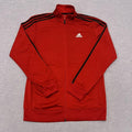 Vintage Adidas Men's Red & Black Striped Streetwear Full Zip Track Jacket Small