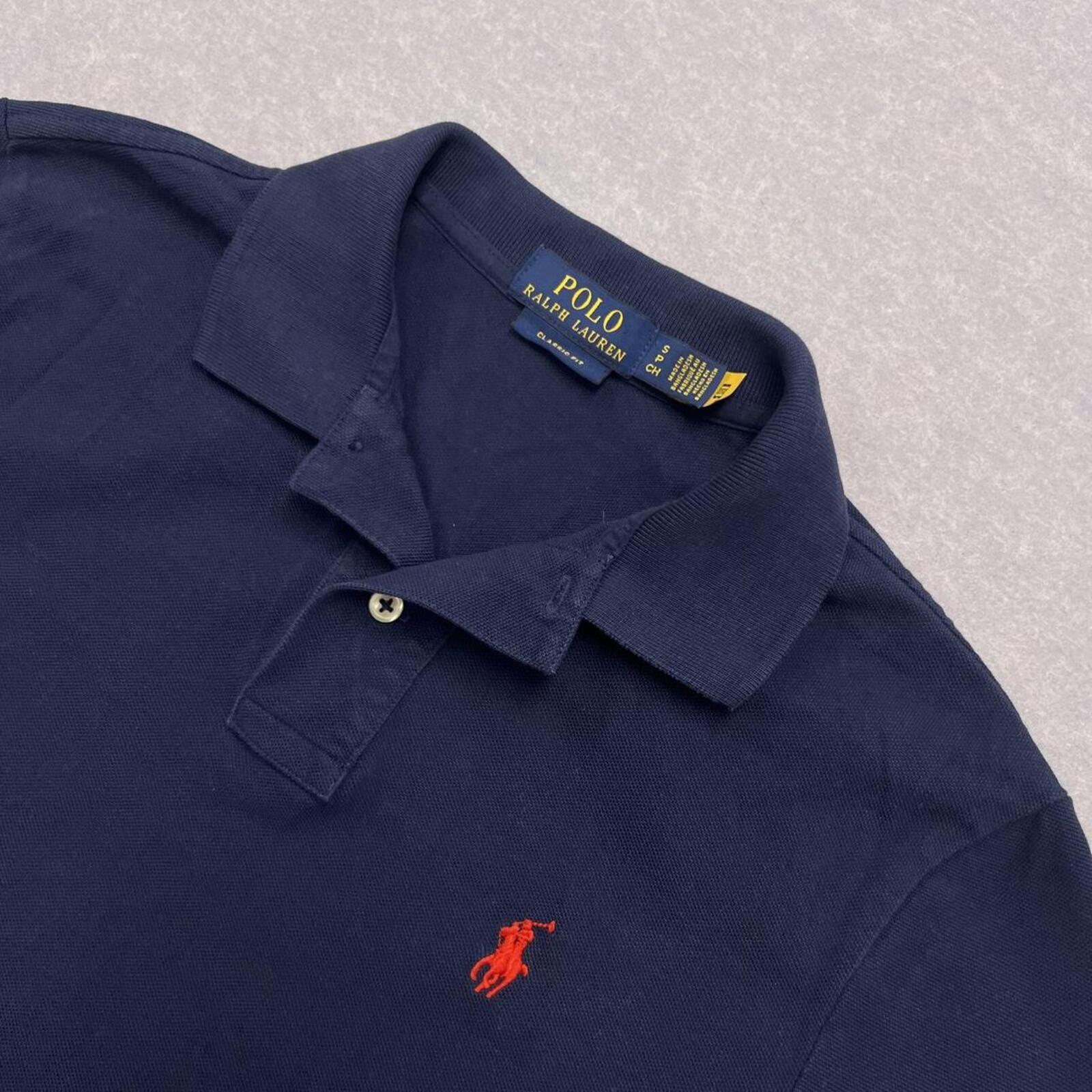 Polo Ralph Lauren Navy Blue Preppy Polo Shirt (Red Pony) Classic Fit Men's Small