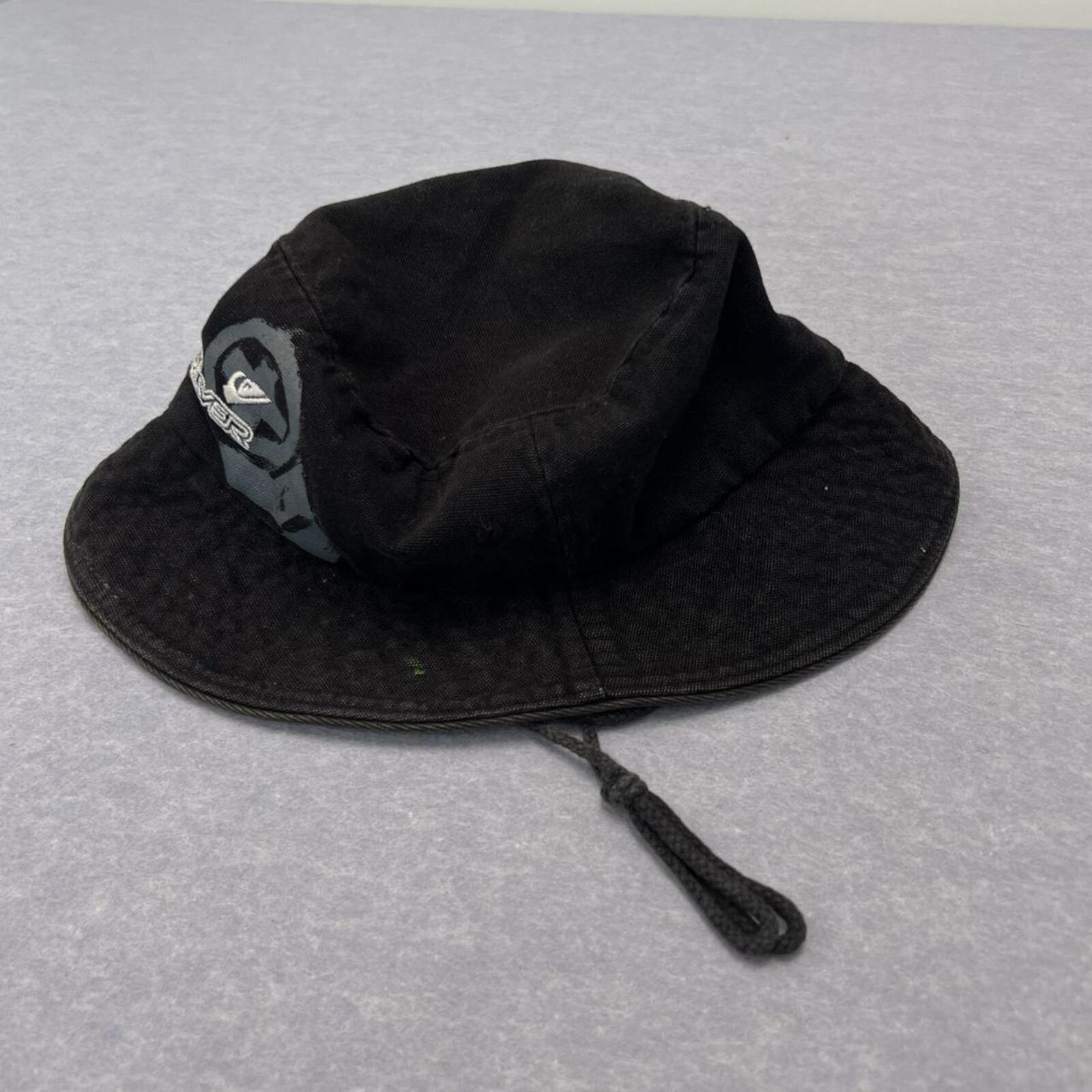 Vintage Quiksilver Surf Black Canvas Graphic Bucket Hat Surf Size S/M Y2K