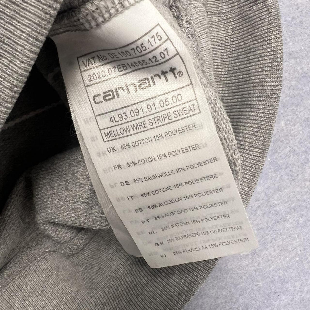 Vintage Carhartt Mellow Wire Stripe Grey & White Sweatshirt Streetwear Large