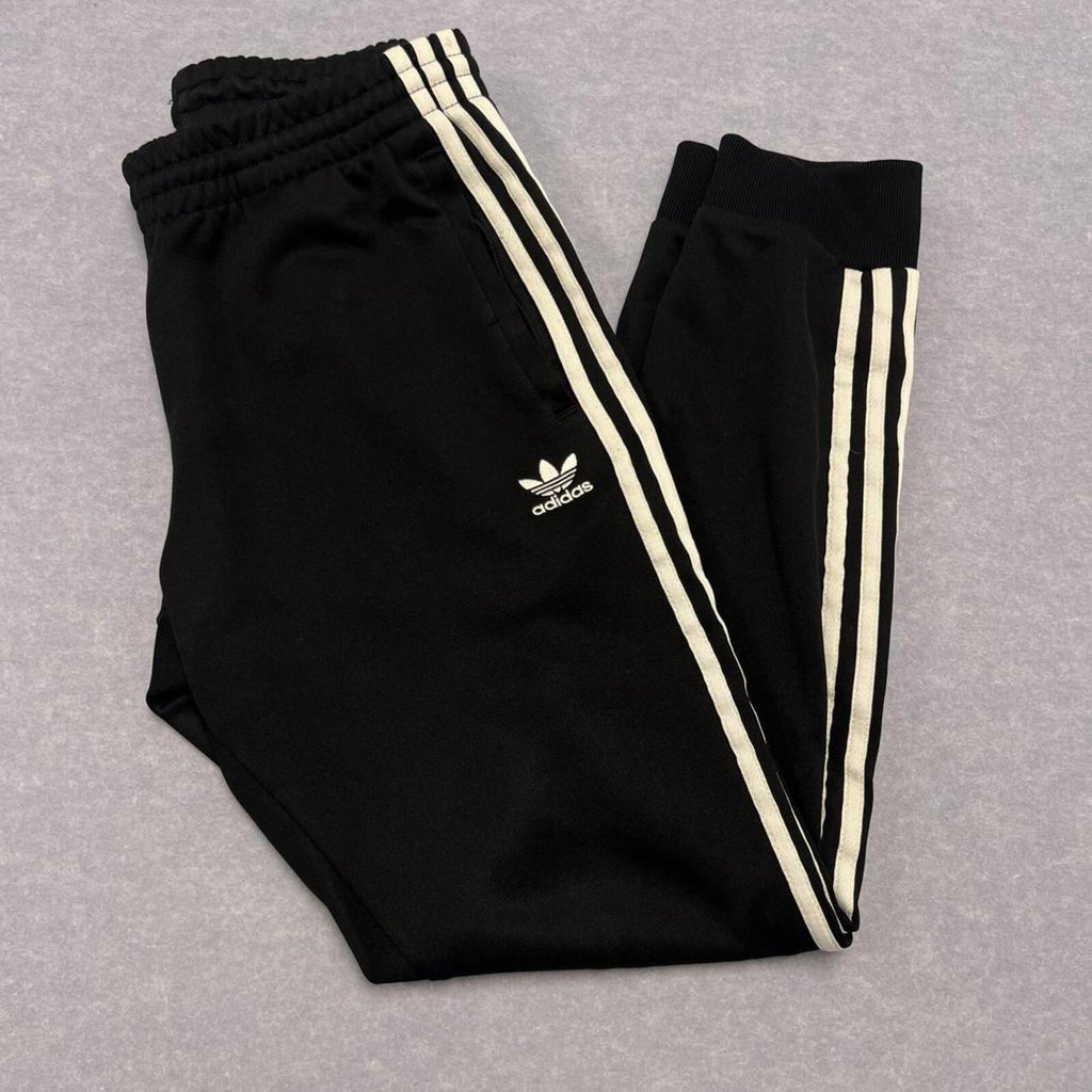 Vintage Adidas Originals Black & White Stripe Trefoil Track Pants Joggers Medium