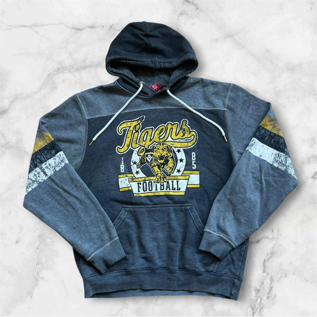 Vintage / Retro Richmond Tigers AFL First 18 Grey Graphic Hoodie Men’s Medium