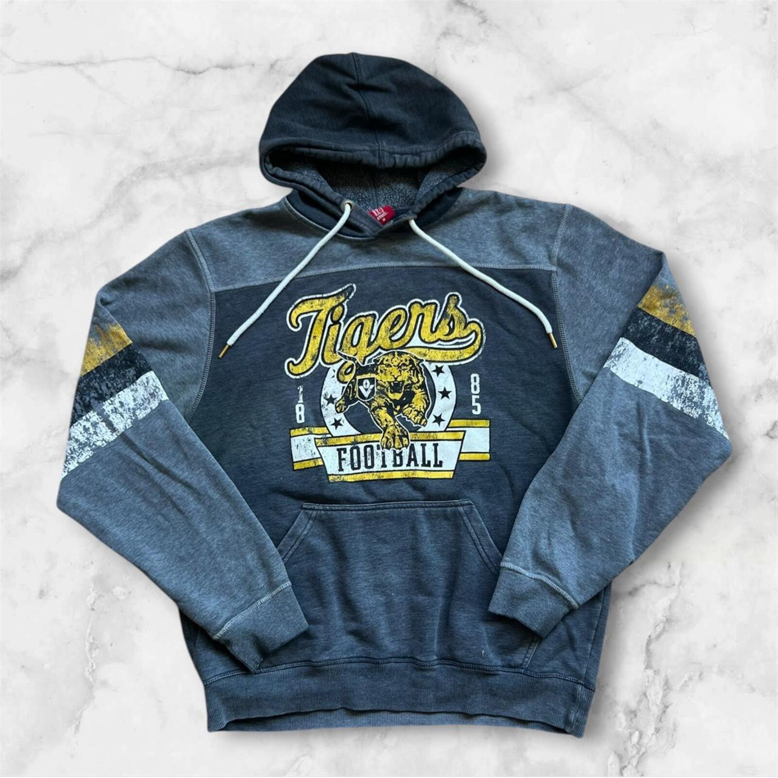 Vintage / Retro Richmond Tigers AFL First 18 Grey Graphic Hoodie Men’s Medium