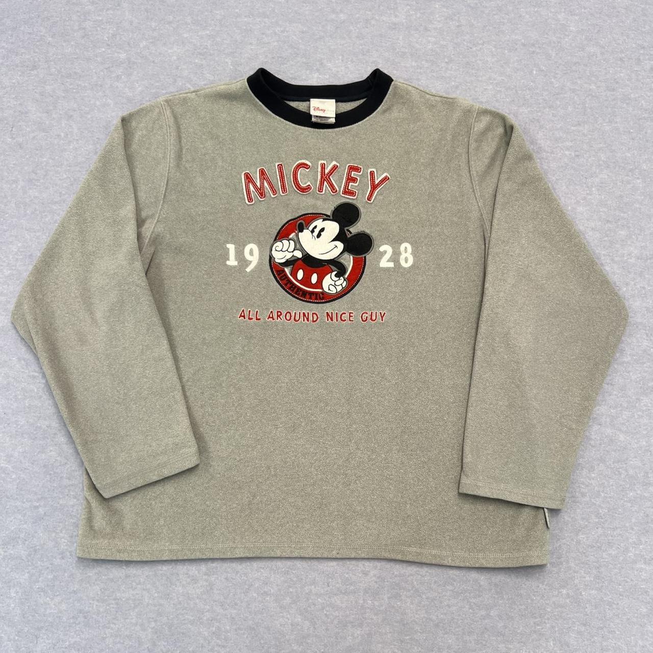 Vintage Disney Store Exclusive Mickey Mouse Embroidered Grey Fleece Jumper Oversized Medium