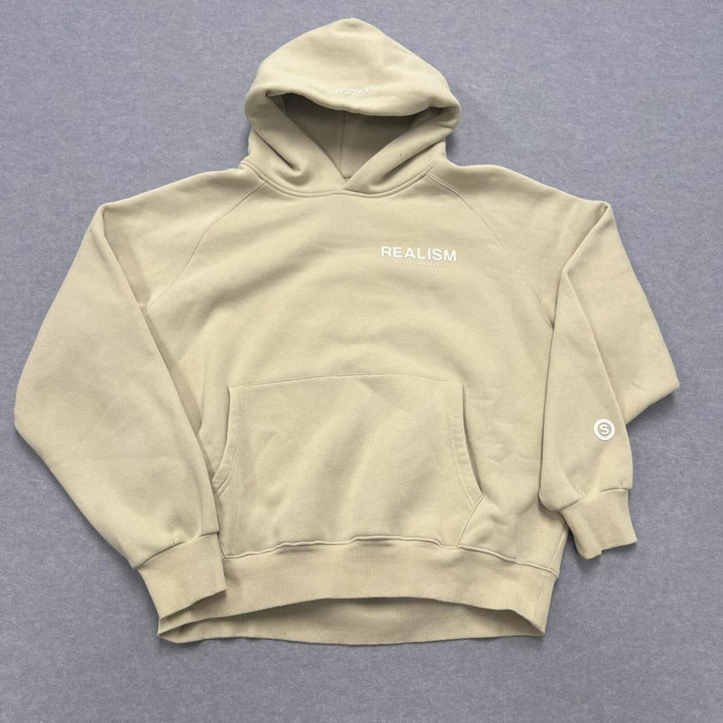 AUTHENTIC Realism Secret Sneaker Oversized Hoodie Cream Beige Streetwear Men's Large