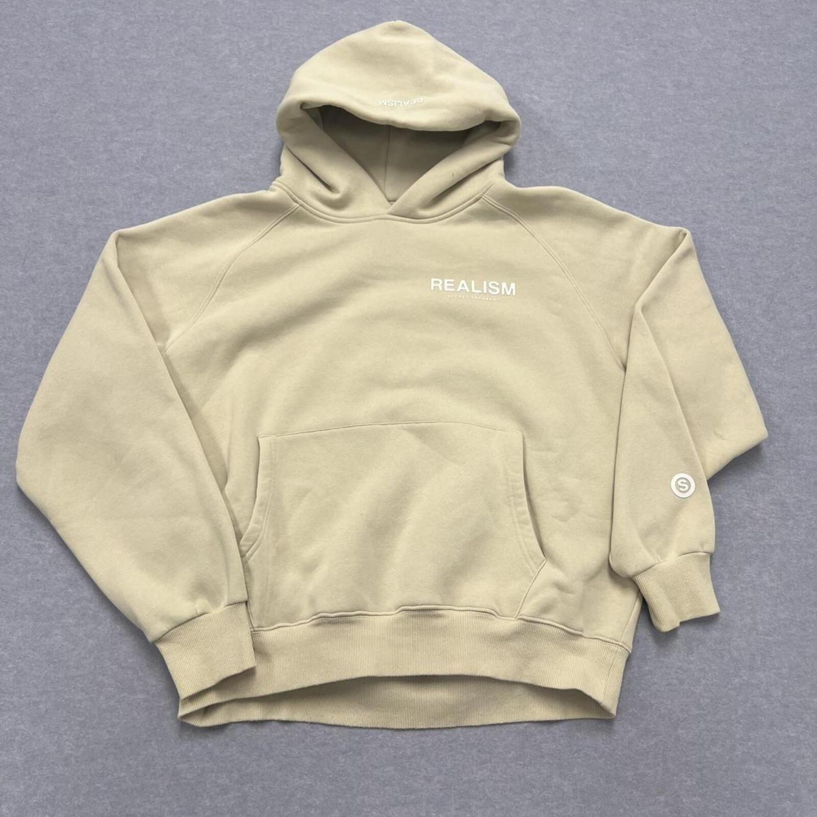 AUTHENTIC Realism Secret Sneaker Oversized Hoodie Cream Beige Streetwear Men's Large