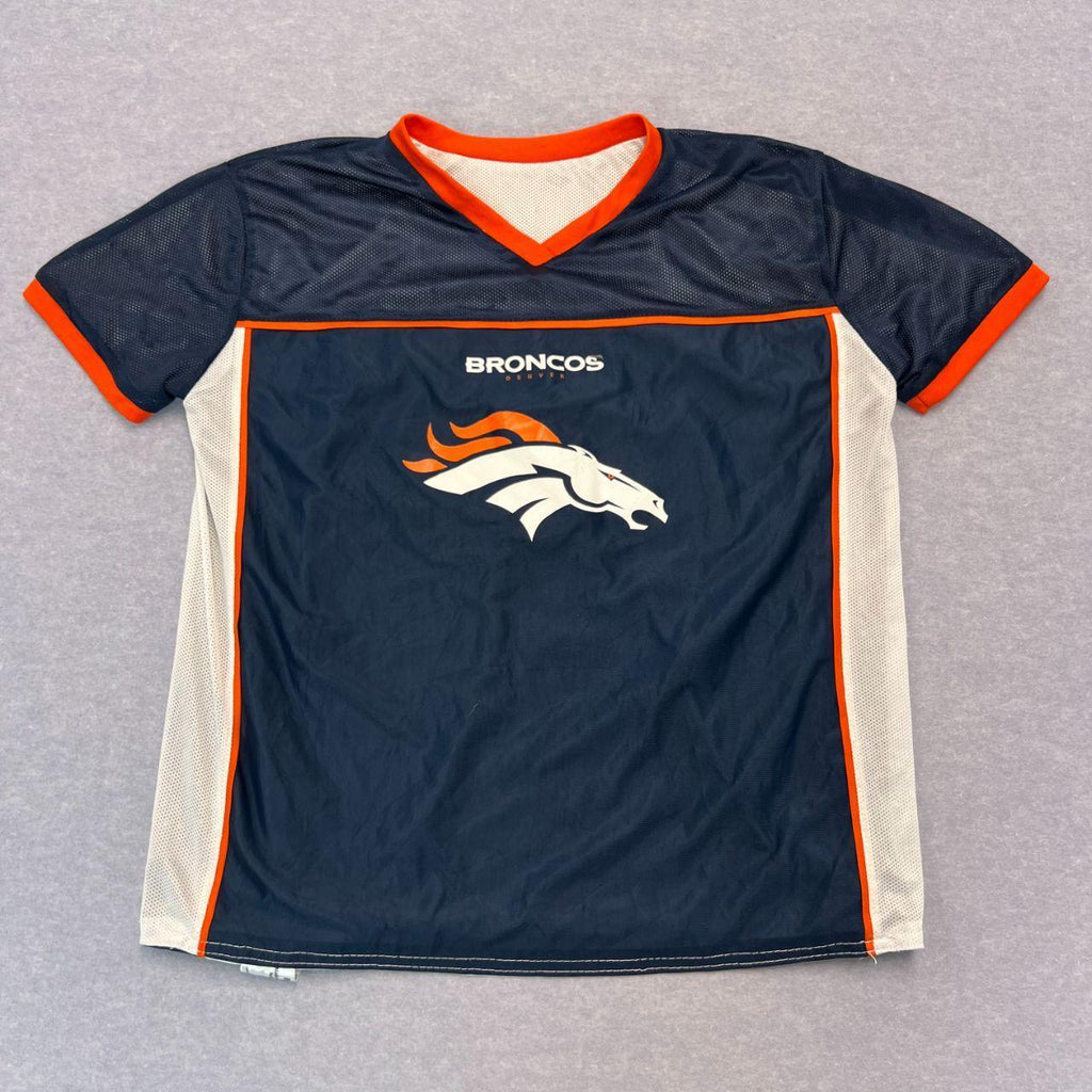 Vintage Denver Broncos NFL Flag Football Reversible Jersey Navy & White  Large
