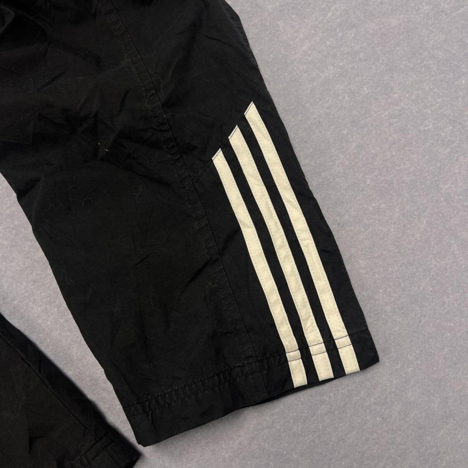 Vintage 2001 Adidas Men's Black & White Striped Baggy Skater Track Pants Large