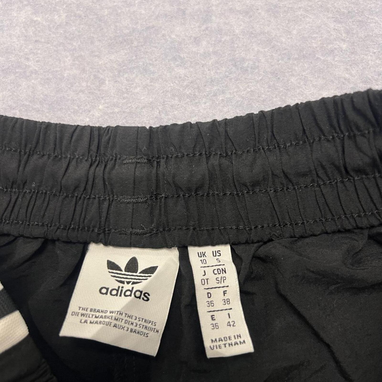 Vintage Adidas Originals Men's Black & White Striped Trefoil Logo Skater Y2K Track Pants Small