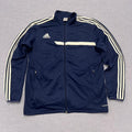 Vintage Adidas Climacool Men's Navy Blue & White Stripe Full Zip Track Jacket Y2K Streetwear XL