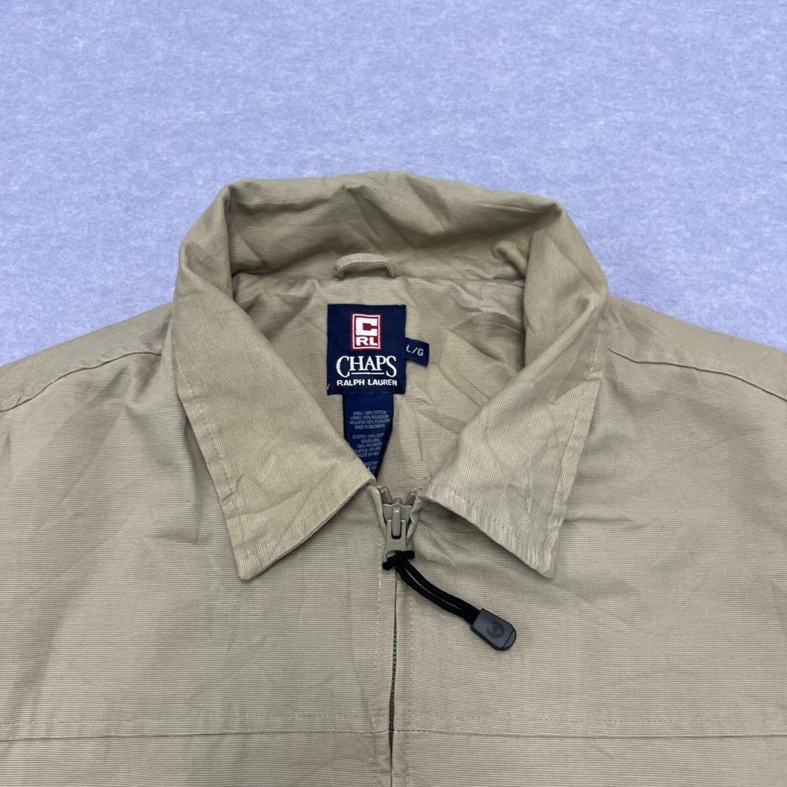 Vintage 90’s Chaps Ralph Lauren Men's Cream Beige Zip Up Field Jacket Large