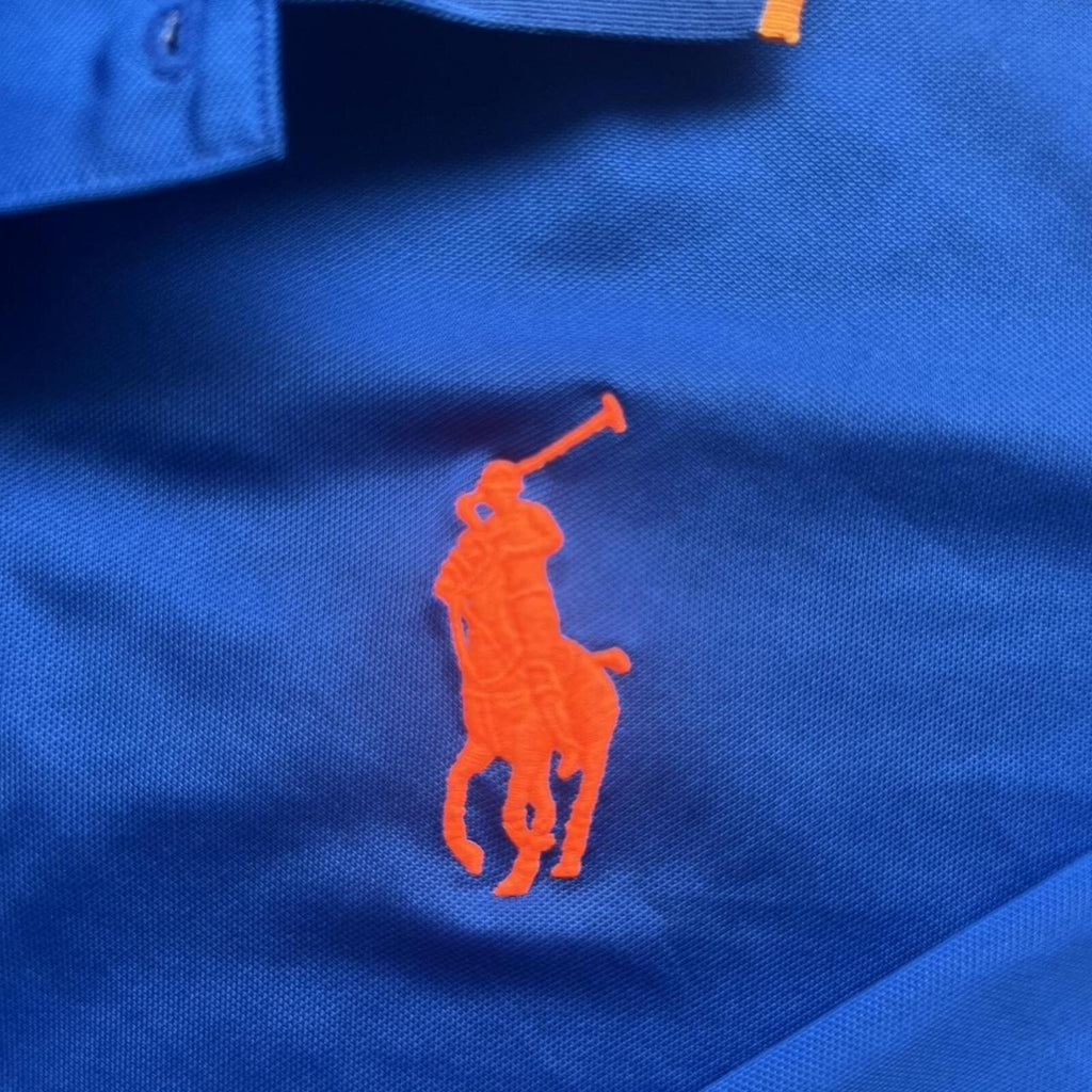 Polo Ralph Lauren Men’s AO Australian Open Tennis 2024 Navy Blue & Orange Big Pony Sports Longsleeve Polo Small