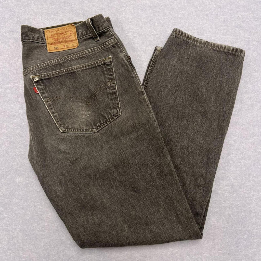 Vintage 1994 Levi’s 501 Grey Denim Jeans Made In USA Faded Distressed W38 L30