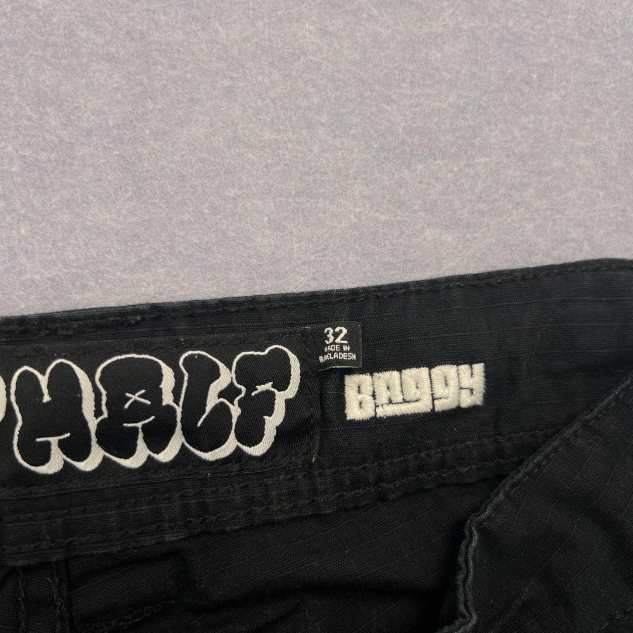 Half Half Streetwear Men's Baggy Skater Carpenter Cargo Pants Black W32