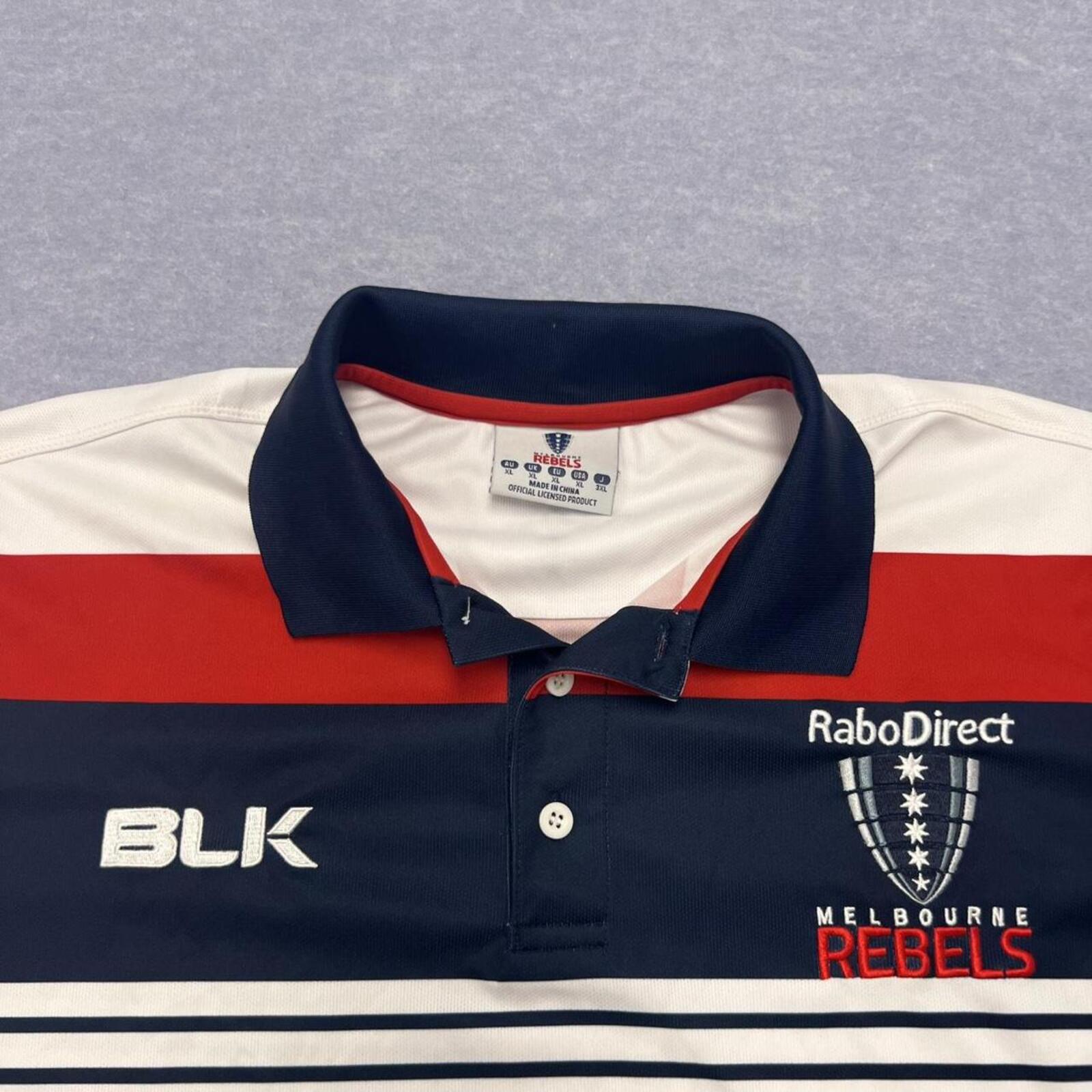 BLK Melbourne Rebels Rugby Jersey Polo Striped Men's XL