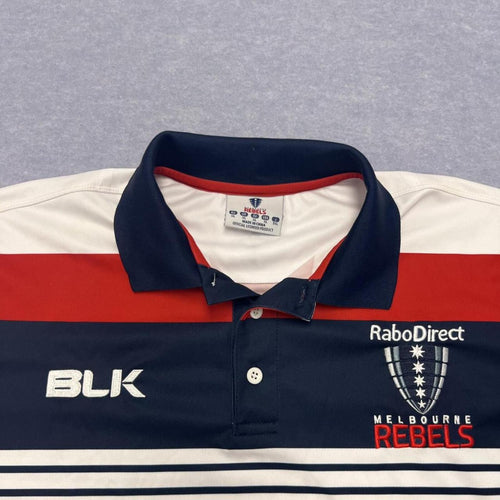 BLK Melbourne Rebels Rugby Jersey Polo Striped Men's XL