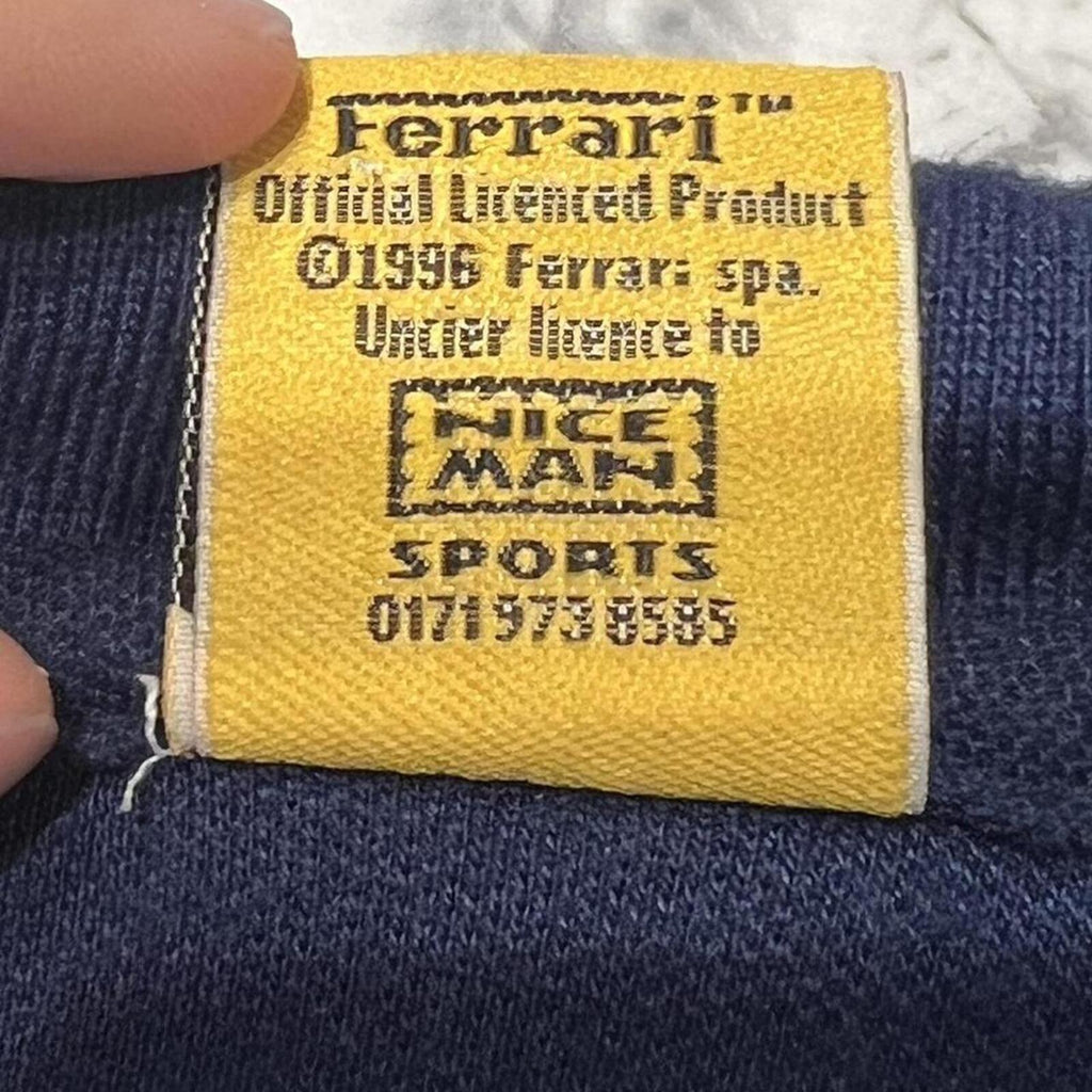 Vintage 1996 Ferrari Official Licensed Men’s Navy Blue Embroidered Logo Polo XL