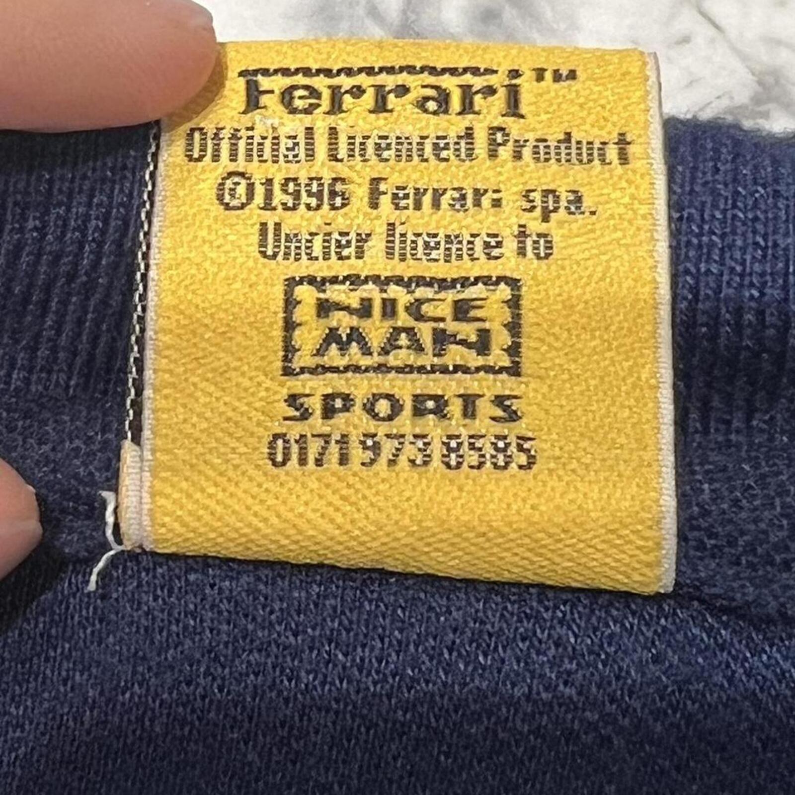 Vintage 1996 Ferrari Official Licensed Men’s Navy Blue Embroidered Logo Polo XL