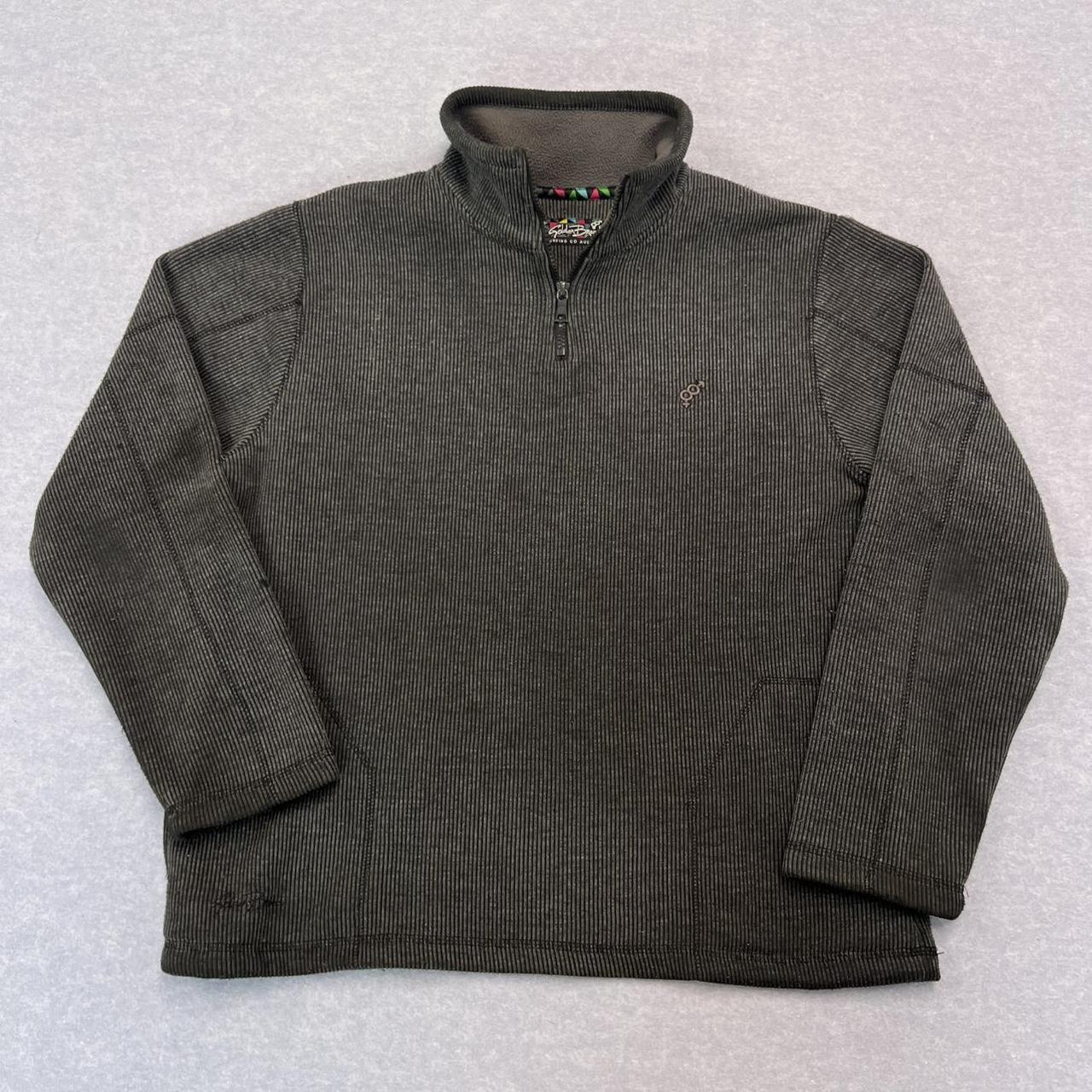 Vintage Golden Breed Surf Charcoal Corduroy 1/4 Zip Fleece Jumper Oversize Small