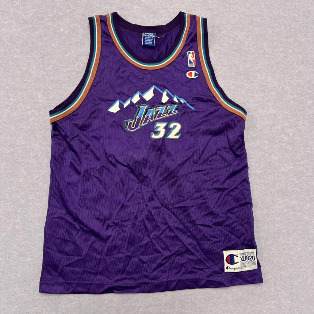 Vintage Champion NBA Utah Jazz Karl Malone No.32 Jersey Youth XL 18-20 / Men's S