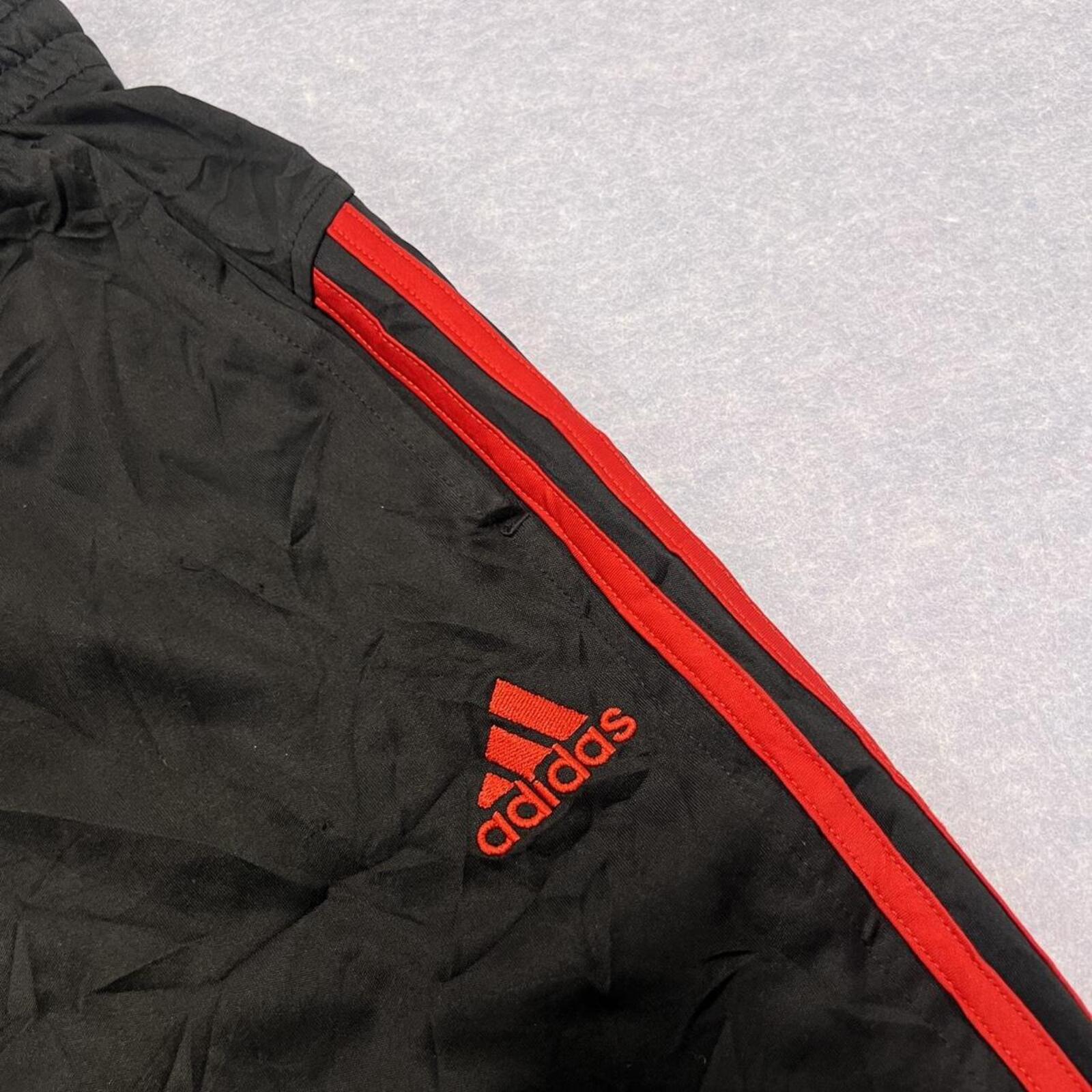 Vintage Adidas Men's Black & Red Striped Streetwear Skater Track Pants Medium