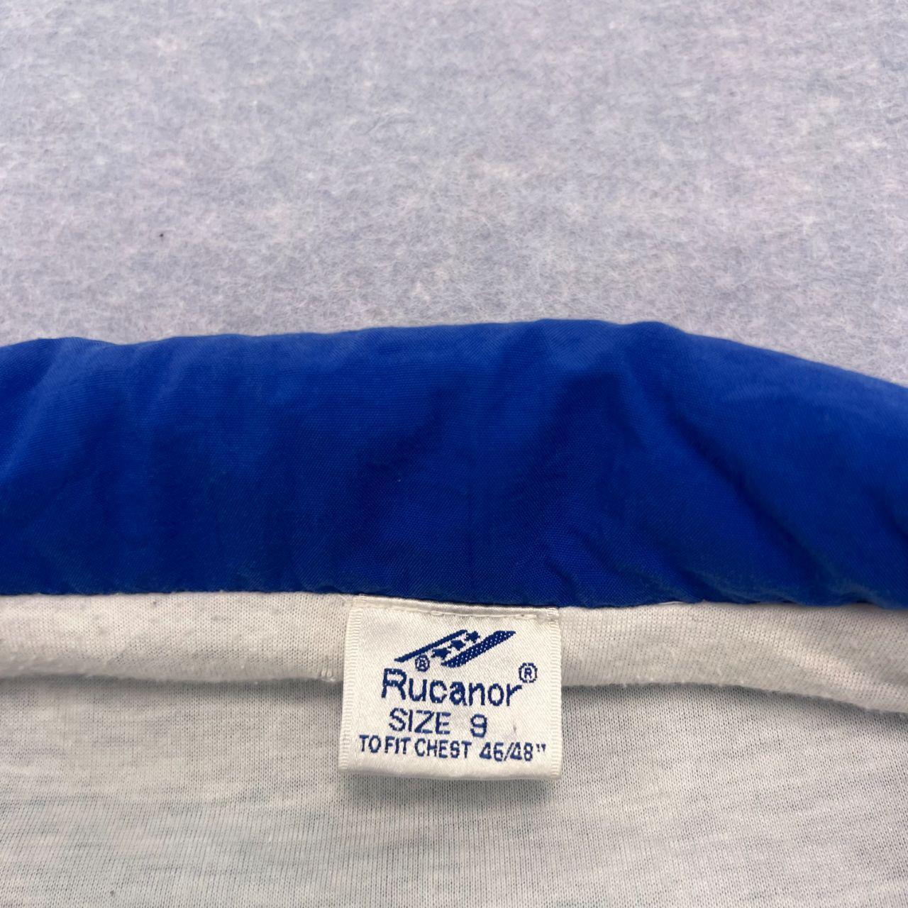 Vintage 1980s Rucanor Retro Blue Colour Block Track Jacket Skater Size 9 (XXL)