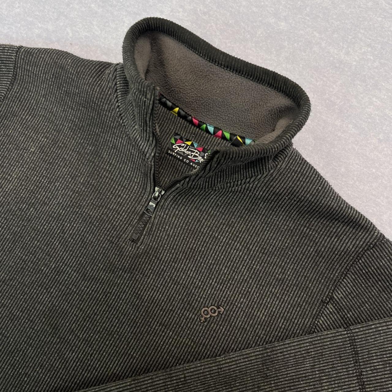 Vintage Golden Breed Surf Charcoal Corduroy 1/4 Zip Fleece Jumper Oversize Small
