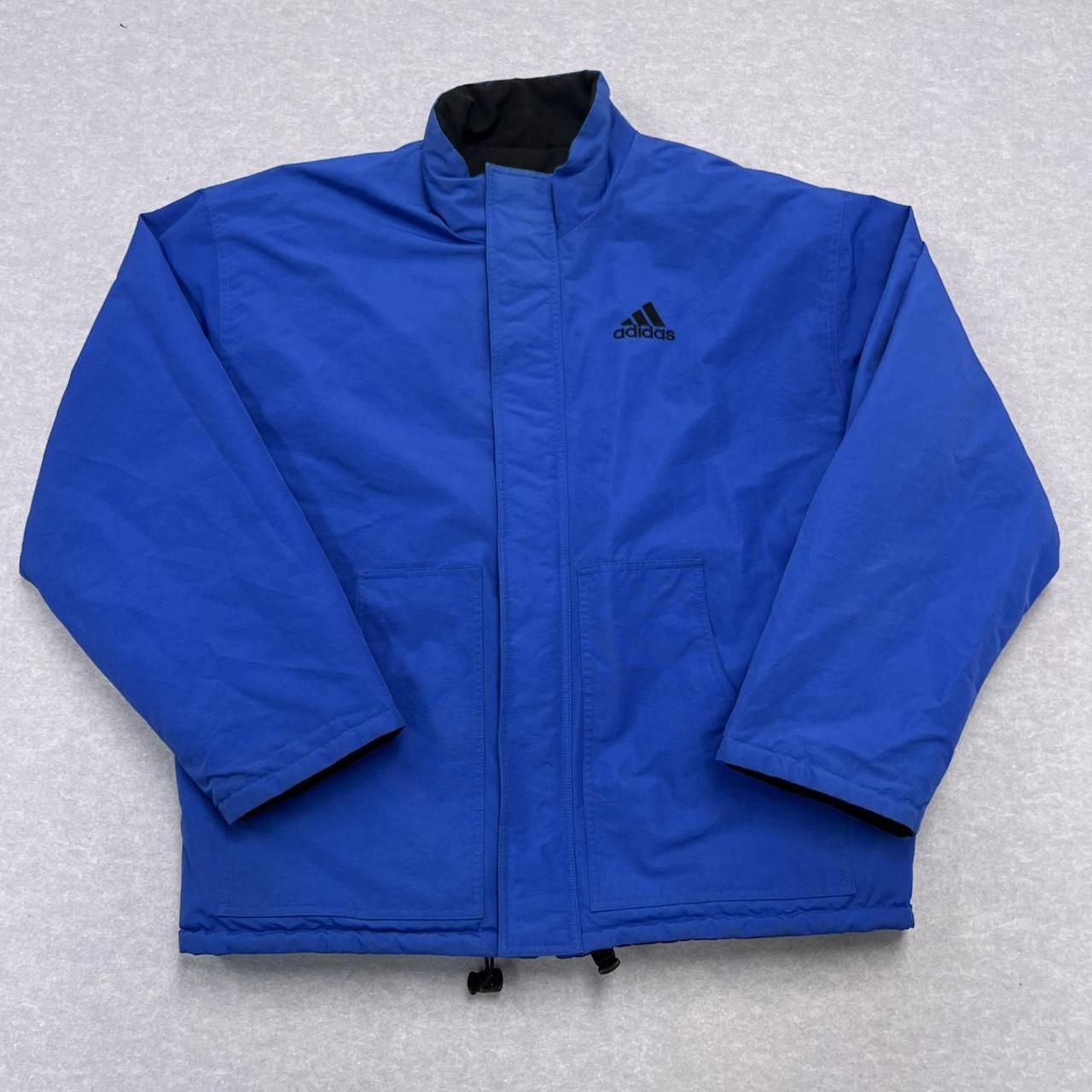 Vintage 2000 Adidas Reversible Blue & Black Puffer Jacket Streetwear Y2K Oversized Medium