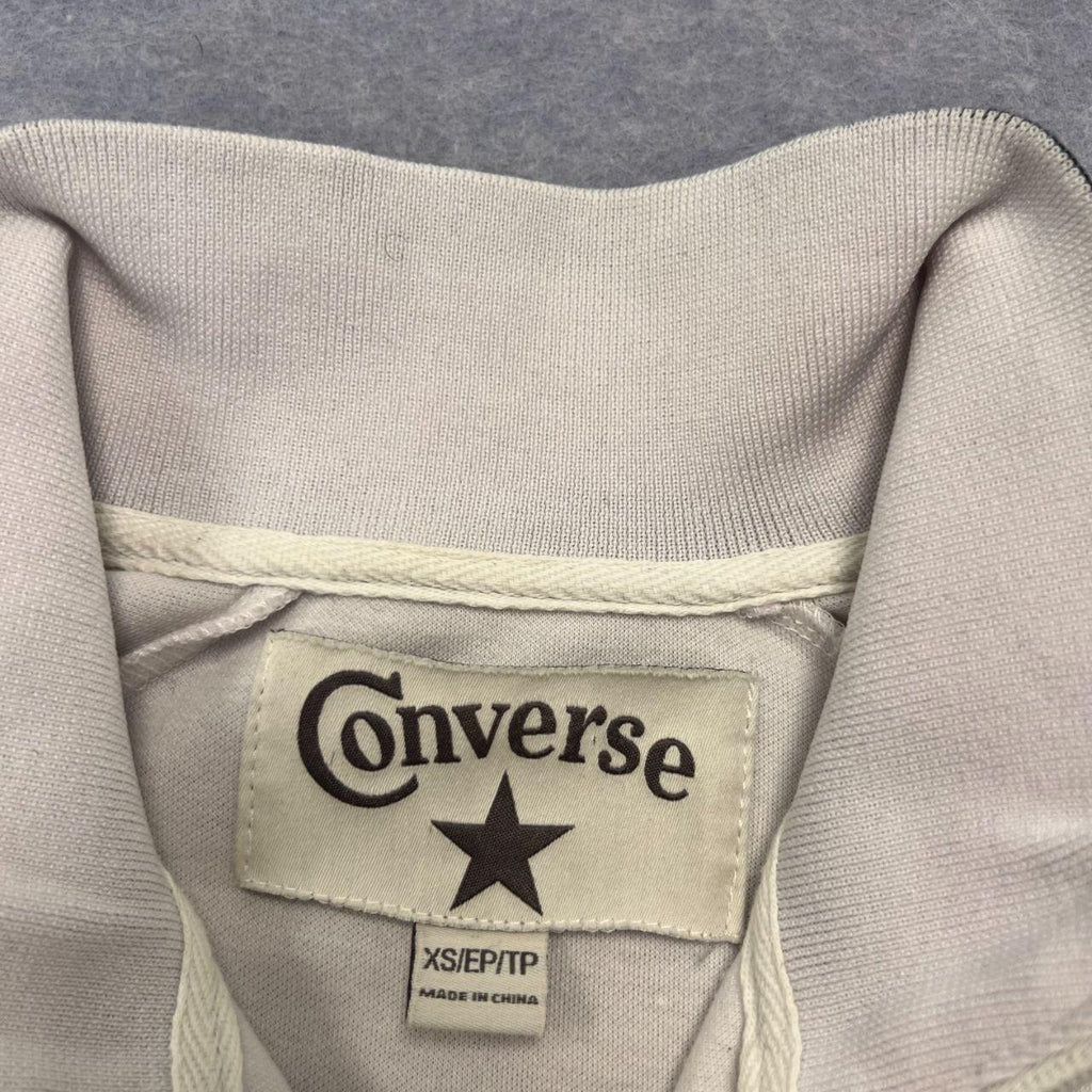 Vintage Converse Women's White & Black Striped Full Zip Track Jacket Y2K XS